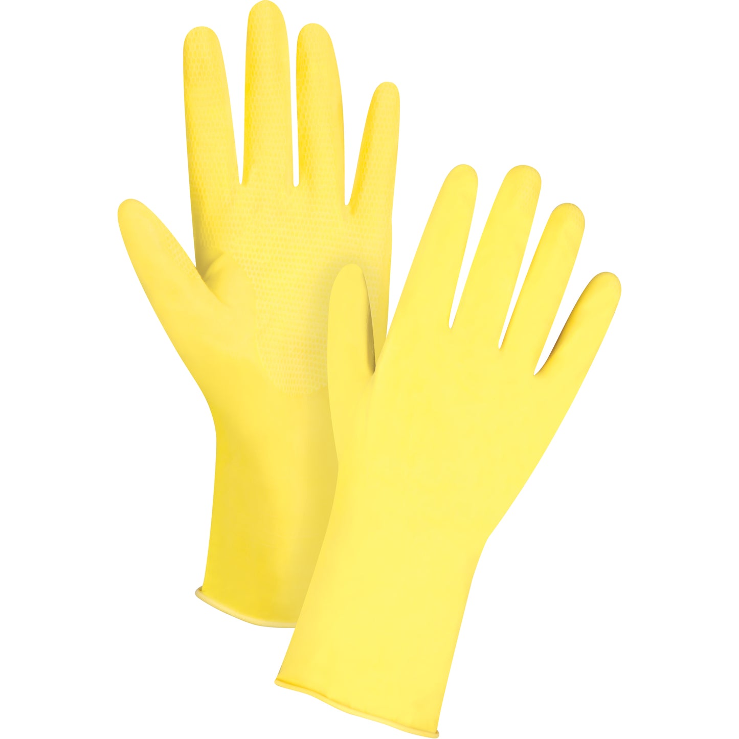 Zenith Safety Products Premium Canary Yellow Chemical-Resistant Gloves, Size Large/9, 12" L, Rubber Latex, Flock-Lined Inner Lining, 15-mil