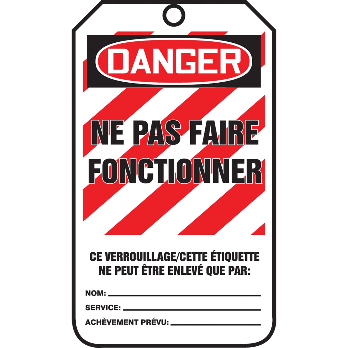 Accuform Signs Lockout Tags, Plastic, 3-3/8" W x 5-5/8" H, French