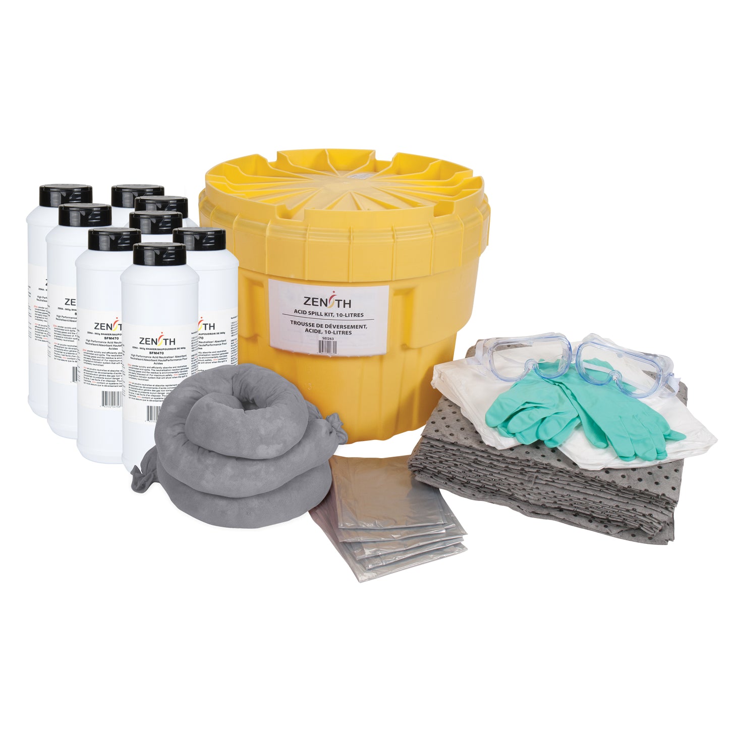 Zenith Safety Products Acid Spill Kit, Hazmat, Overpack/Salvage Drum, 20 US gal. Absorbancy