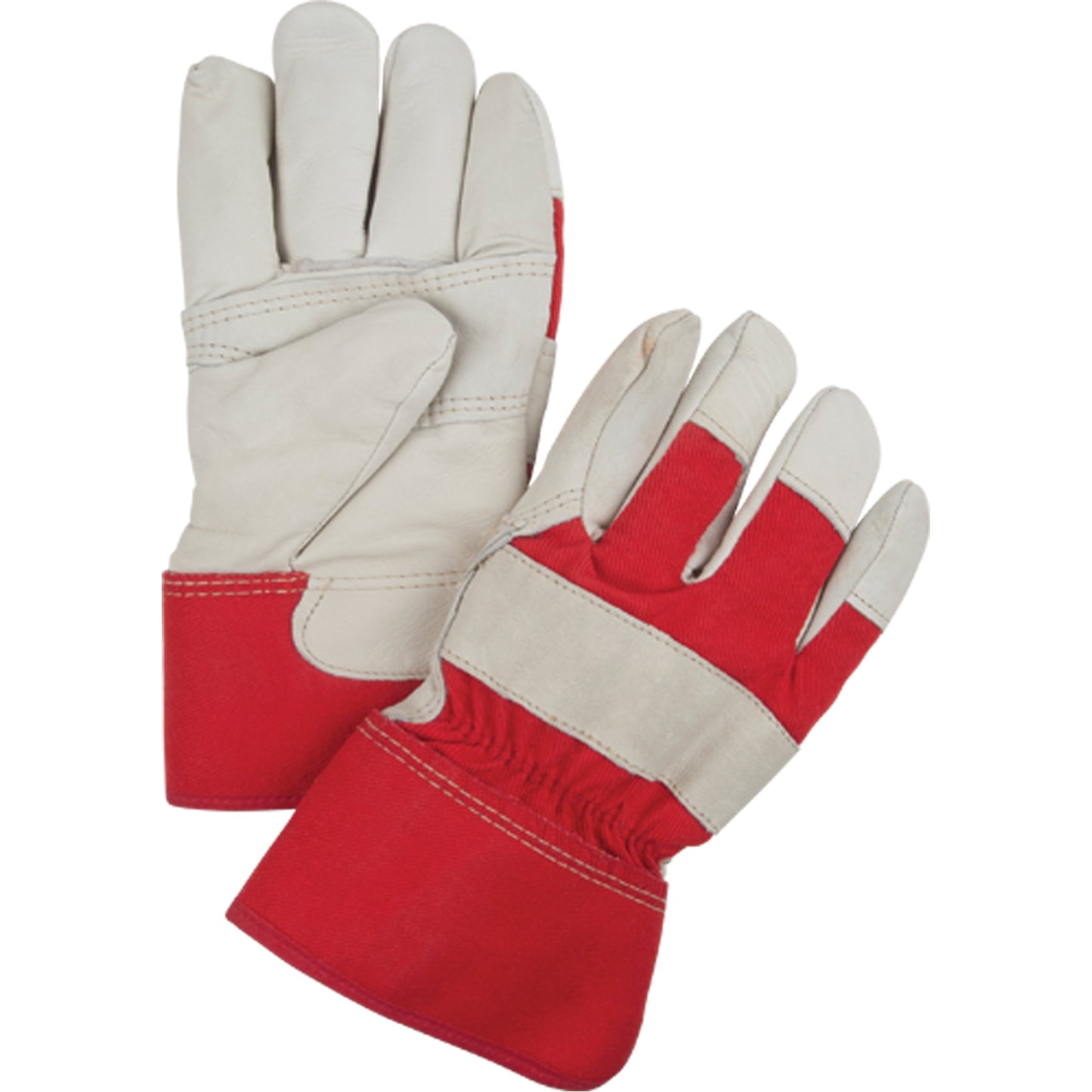Zenith Safety Products Red & White Winter-Lined Fitters Gloves, Large, Grain Cowhide Palm, Boa Inner Lining
