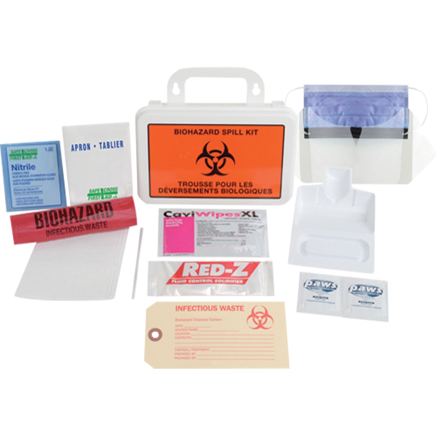 Safecross Deluxe Clean-Up Spill Kit, Biohazard, Case