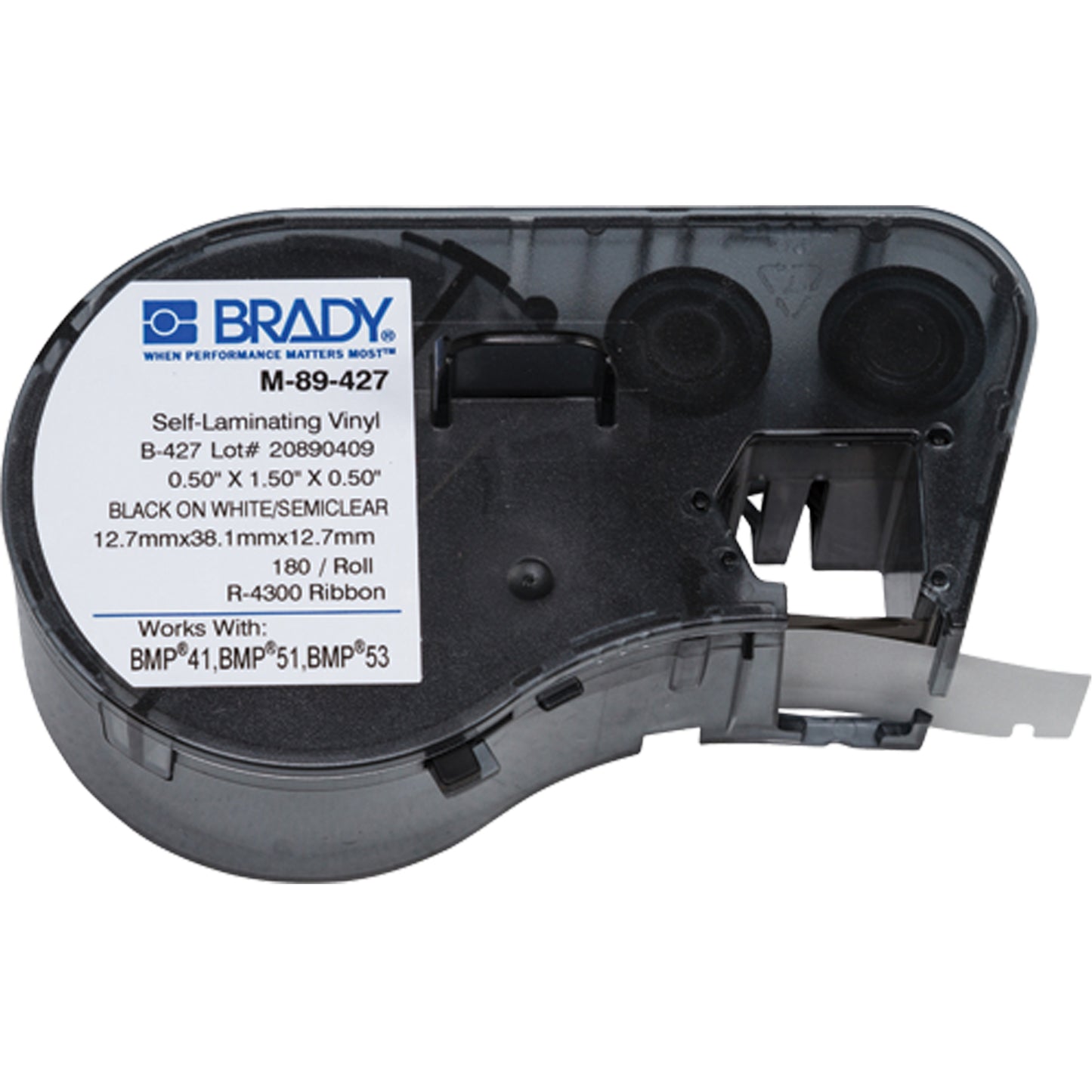 Brady Heat-Shrink Wire Marker Cartridge, Vinyl, 0.5" L x 1.5" H, White