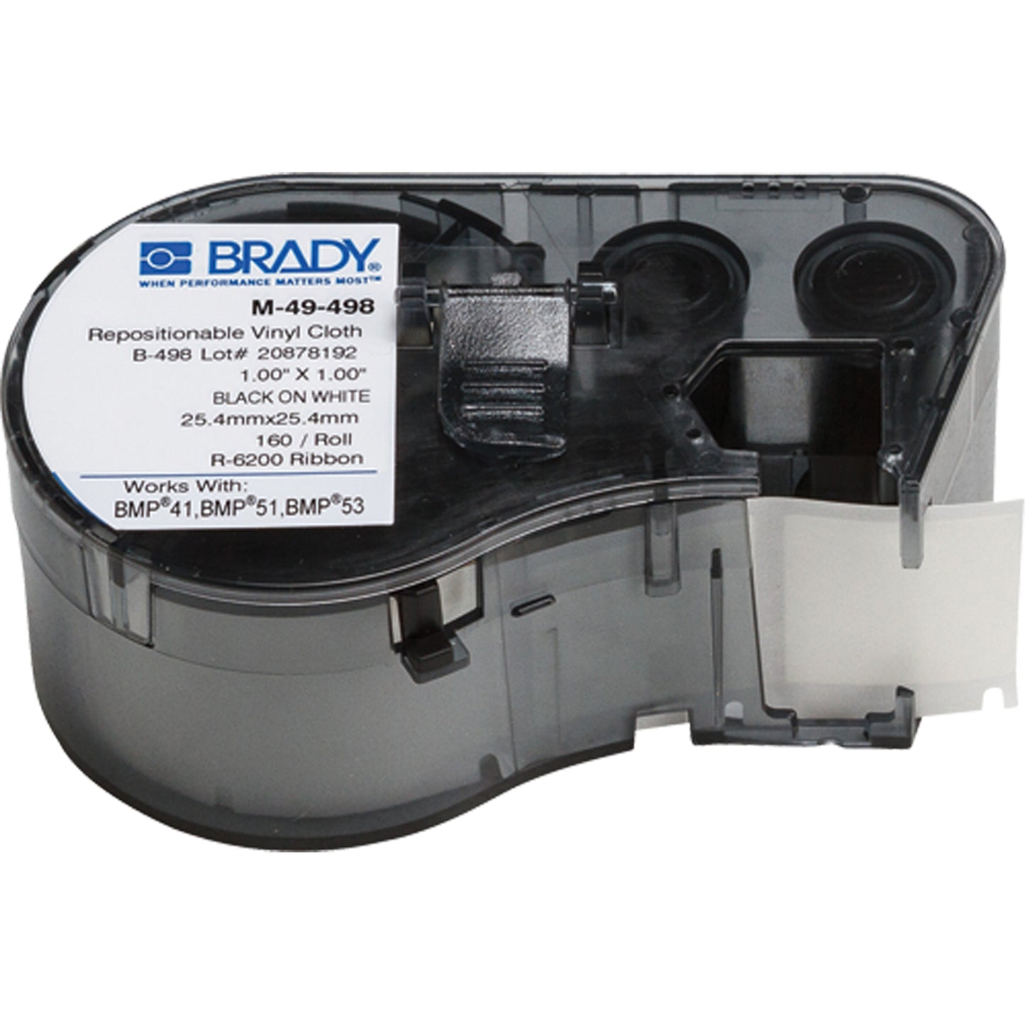 Brady Heat-Shrink Wire Marker Cartridge, Vinyl, 1" L x 1" H, White