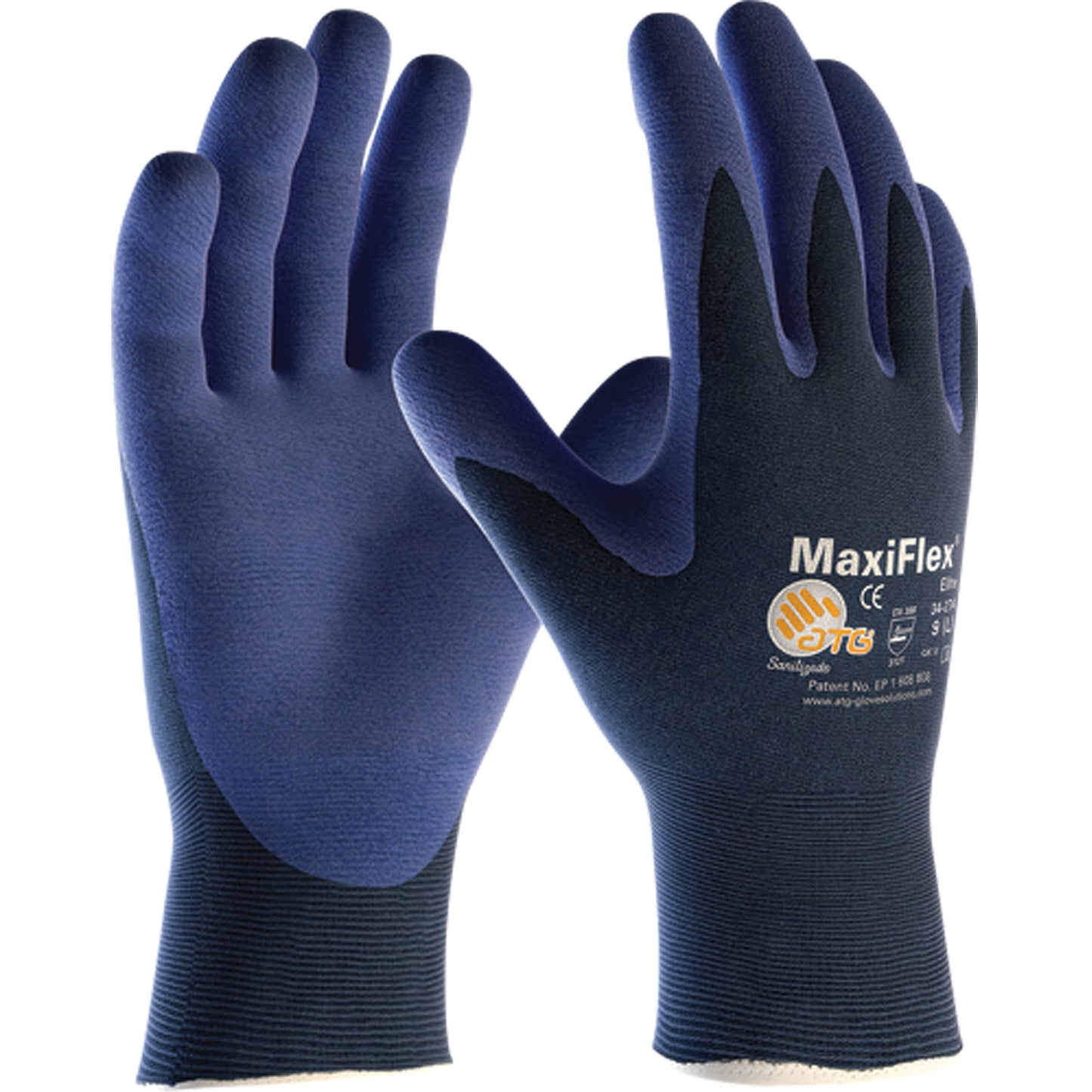 Protective Industrial Products ATG MaxiFlex® Elite™ 34-274 Gloves, 8/Medium, Foam Nitrile Coating, 18 Gauge, Nylon Shell