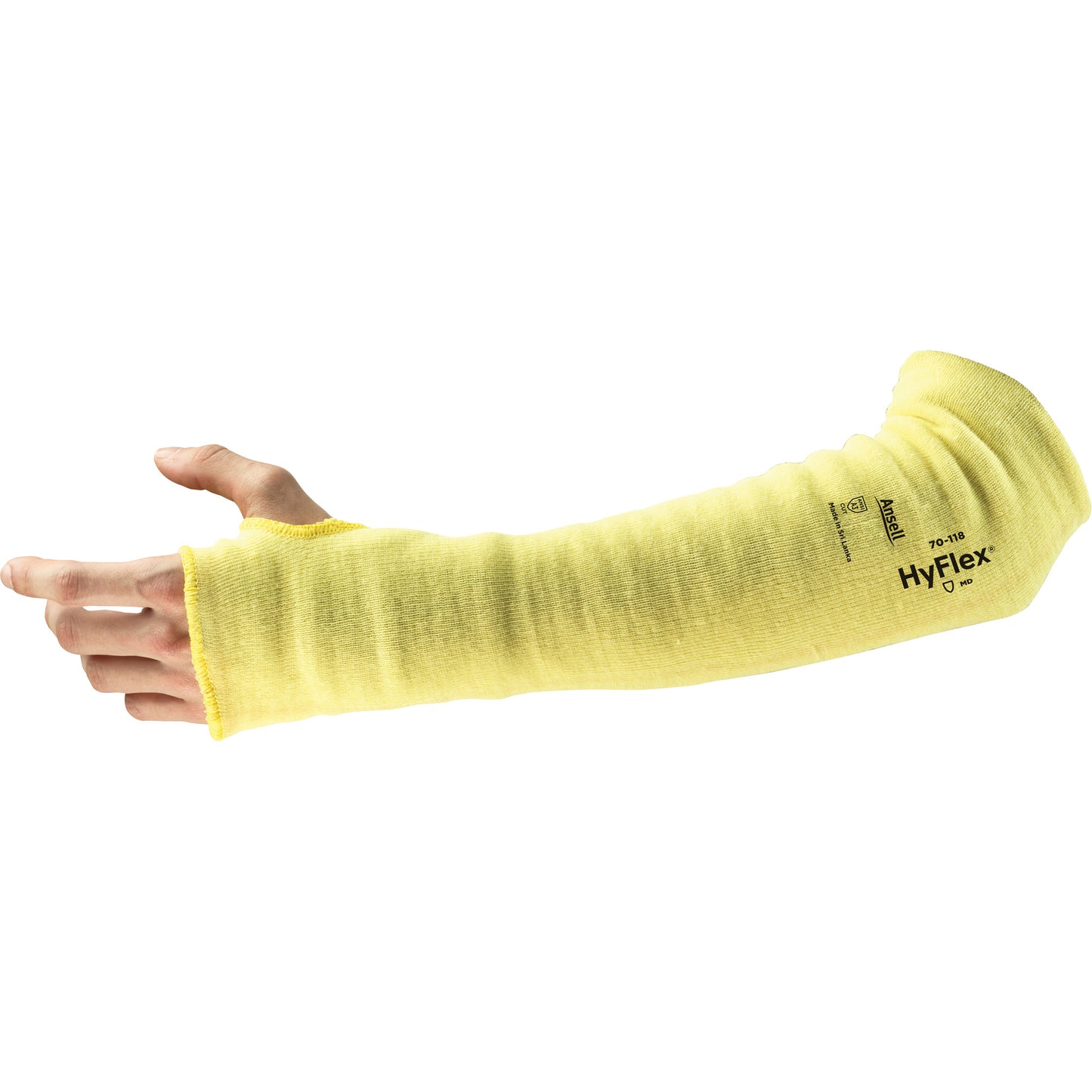 Ansell HyFlex 70-118 Arm Protection Sleeve, Kevlar®, 10", ASTM ANSI Level A3/EN 388 Level 3/EN 388 Level C, Yellow
