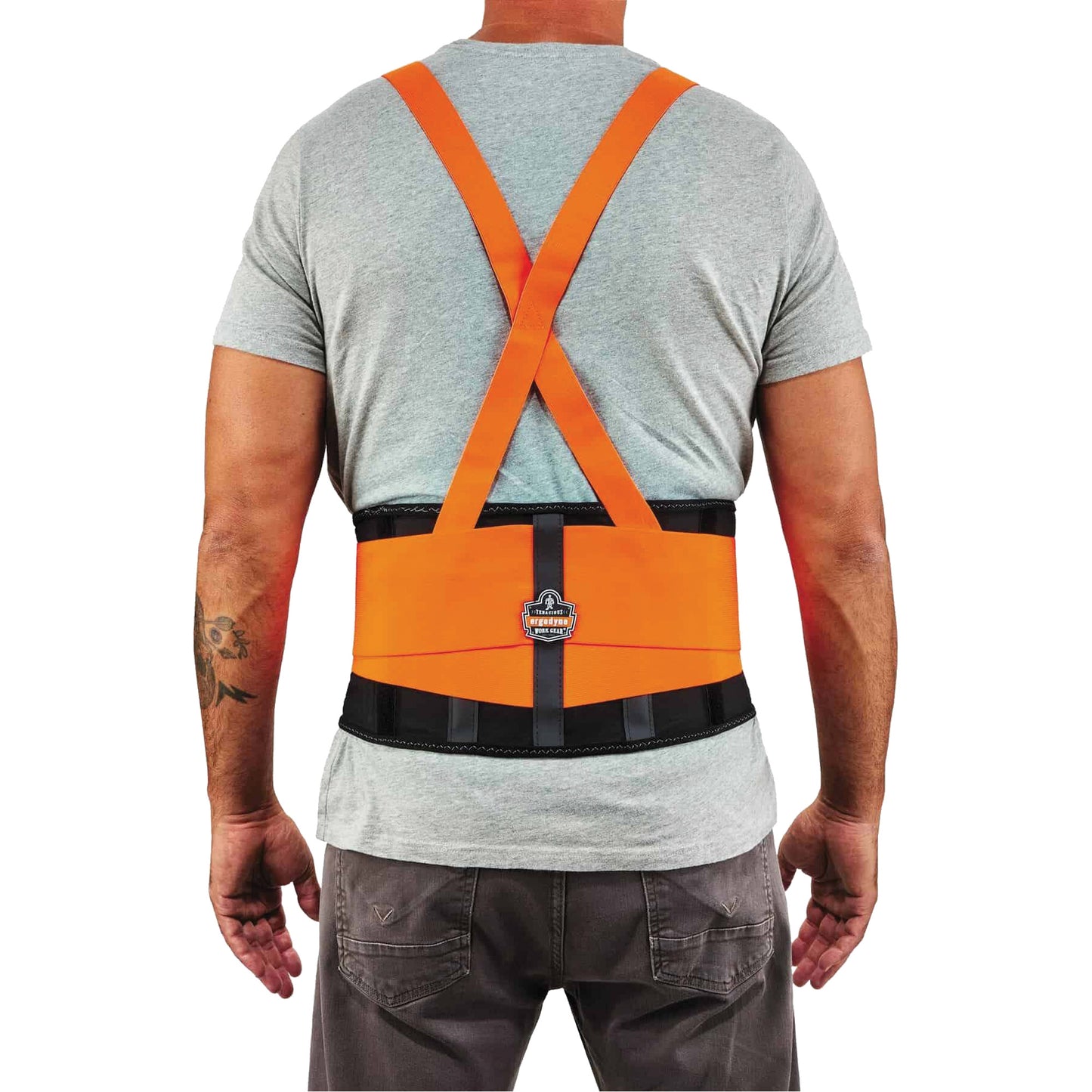 Ergodyne ProFlex 100HV Economy Spandex Hi-Vis Back Support Brace, Elastic, 3X-Large