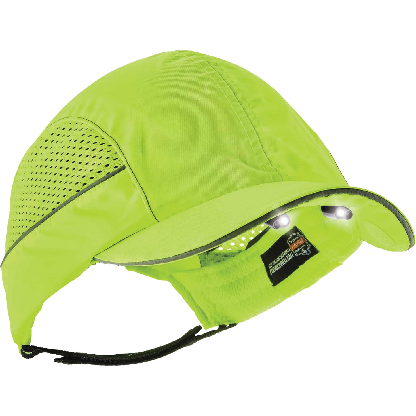 Ergodyne Skullerz® 8960 Long Brim Bump Cap with LED Lighting, High Visibility Lime Green