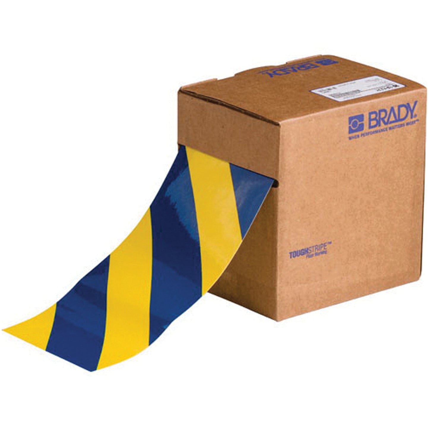 Brady ToughStripe® Floor Marking Tape, 4" x 100', Polyester, Blue and Yellow