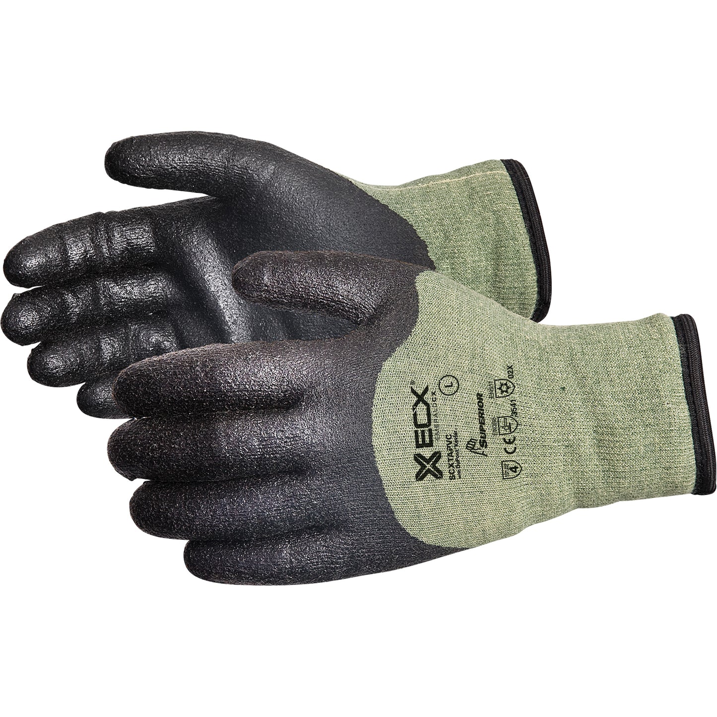 Superior Glove Works Ltd. Emerald CX® Cut-Resistant Gloves, Size X-Large/10, 13 Gauge, PVC Coated, Stainless Steel/Kevlar® Shell, EN 388 Level 4