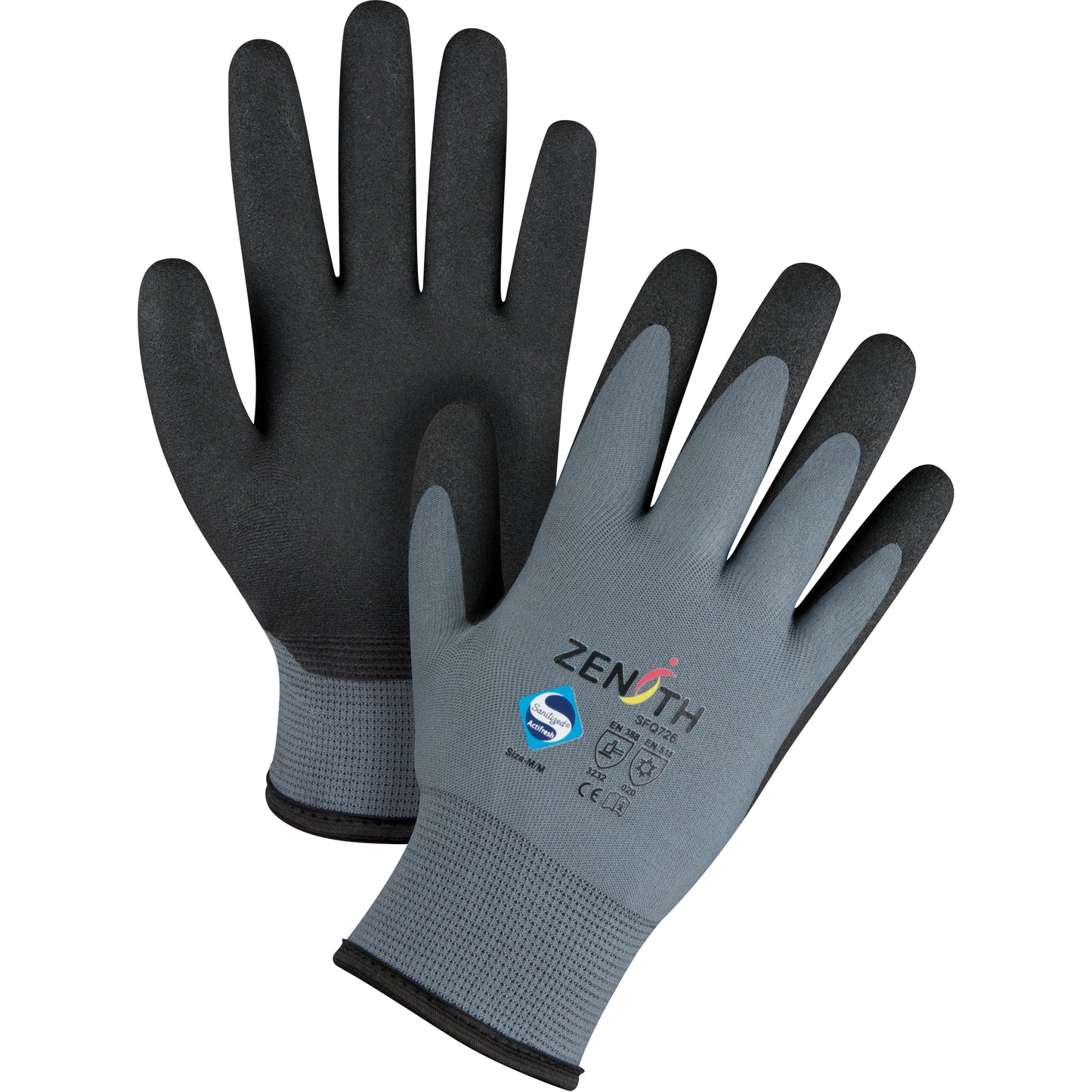Zenith Safety Products ZX-30° Premium Coated Gloves, 8/Medium, PVC Coating, 15 Gauge, Nylon Shell