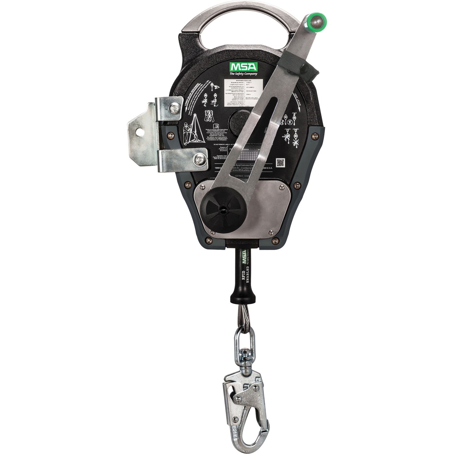 MSA Workman™ Rescuer, 50', 1 Leg, Stainless Steel Cable, Snap Hook Harness Connector, Built-in Anchor