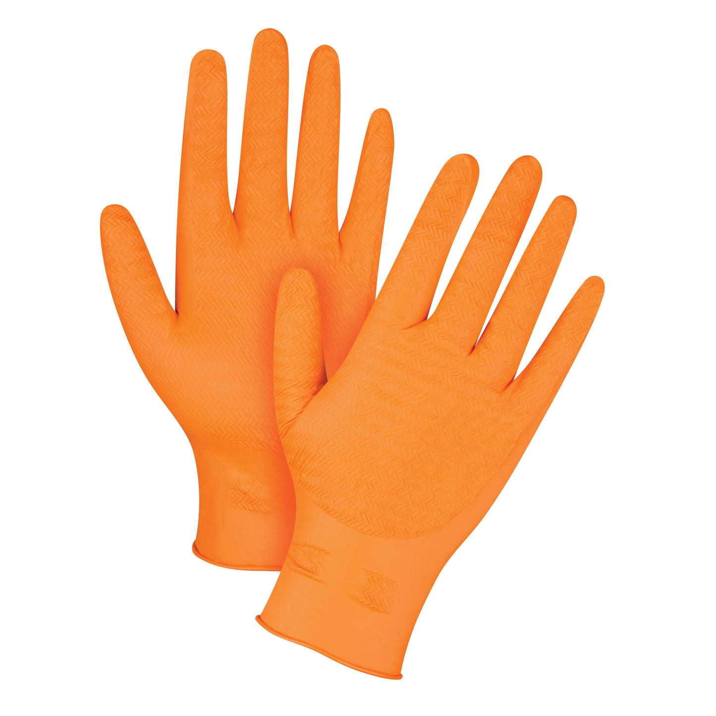 Zenith Safety Products Heavyweight Gripper Gloves, Medium, Nitrile, 7-mil, Powder-Free, Orange