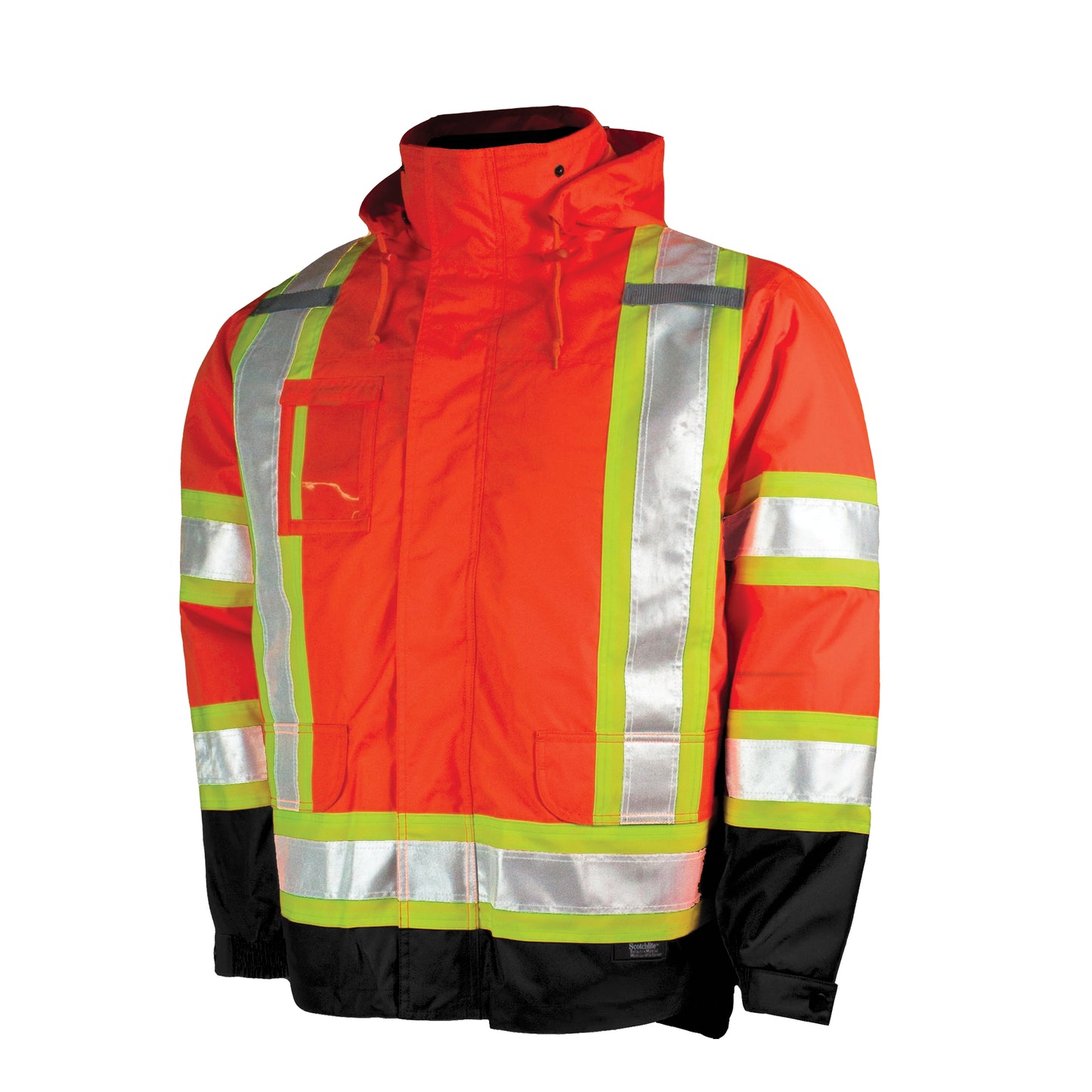 Tough Duck 5-in-1 Safety Jacket, Polyester, High Visibility Orange, X-Large