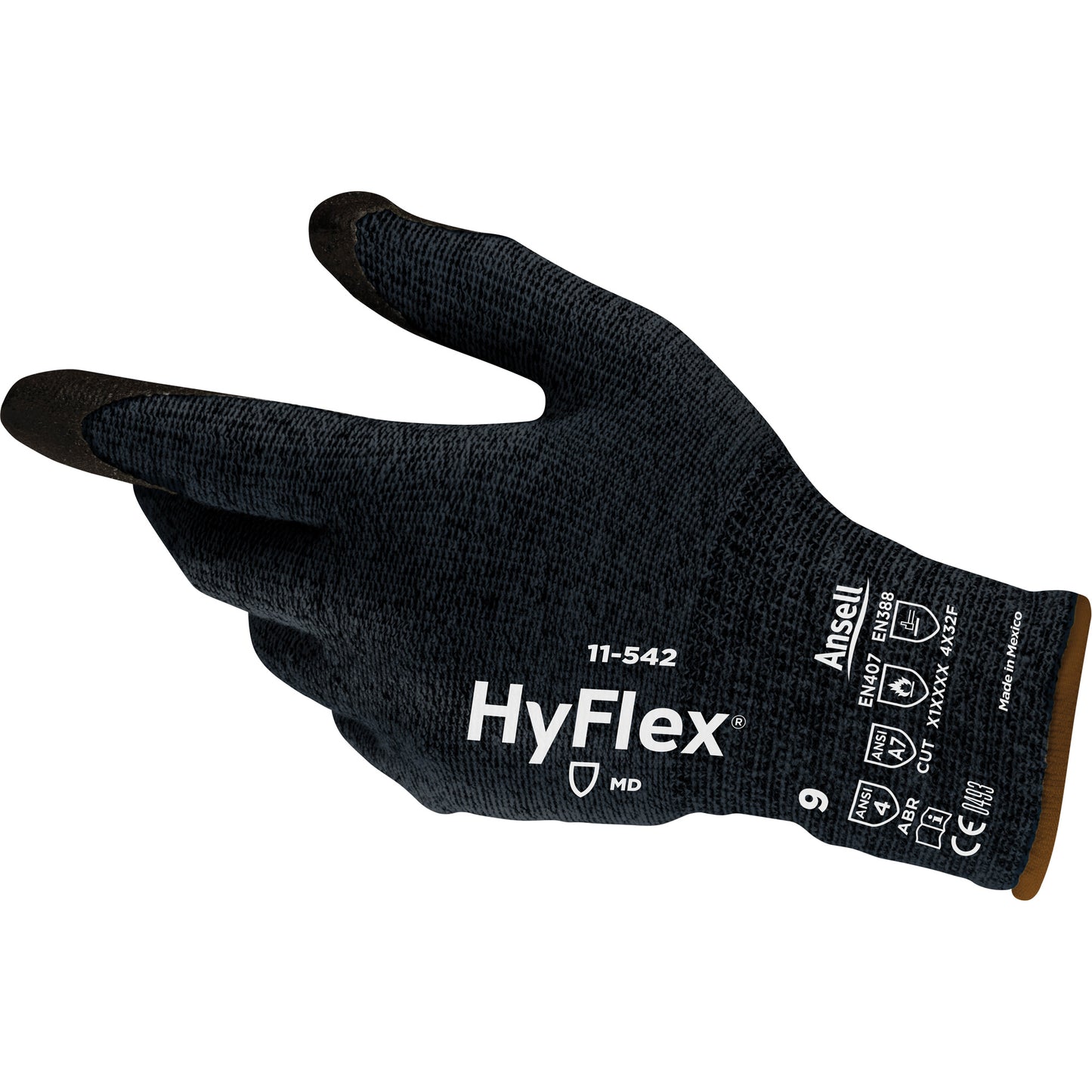 Ansell HyFlex® 11-542 Lightweight Cut Resistant Gloves, Size Large/9, 13 Gauge, Foam Nitrile Coated, Intercept™ Shell, ASTM ANSI Level A7/EN 388 Level F