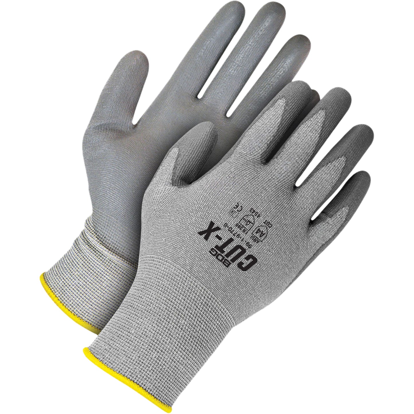 Bob Dale Gloves Coated Synthetic Knit Gloves, Size Medium/8, 13 Gauge, Polyurethane Coated, HPPE Shell, EN 388 Level 5