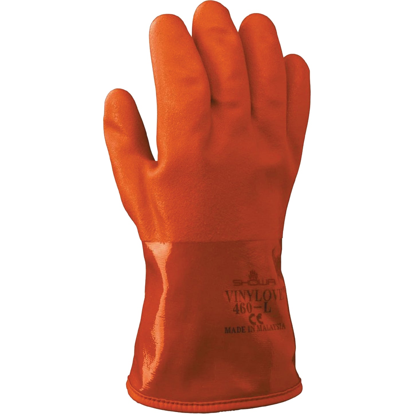 Showa Atlas 460 Double-Dipped Gloves, Size X-Large/10, 12" L, PVC, Acrylic/Cotton Inner Lining, 130-mil