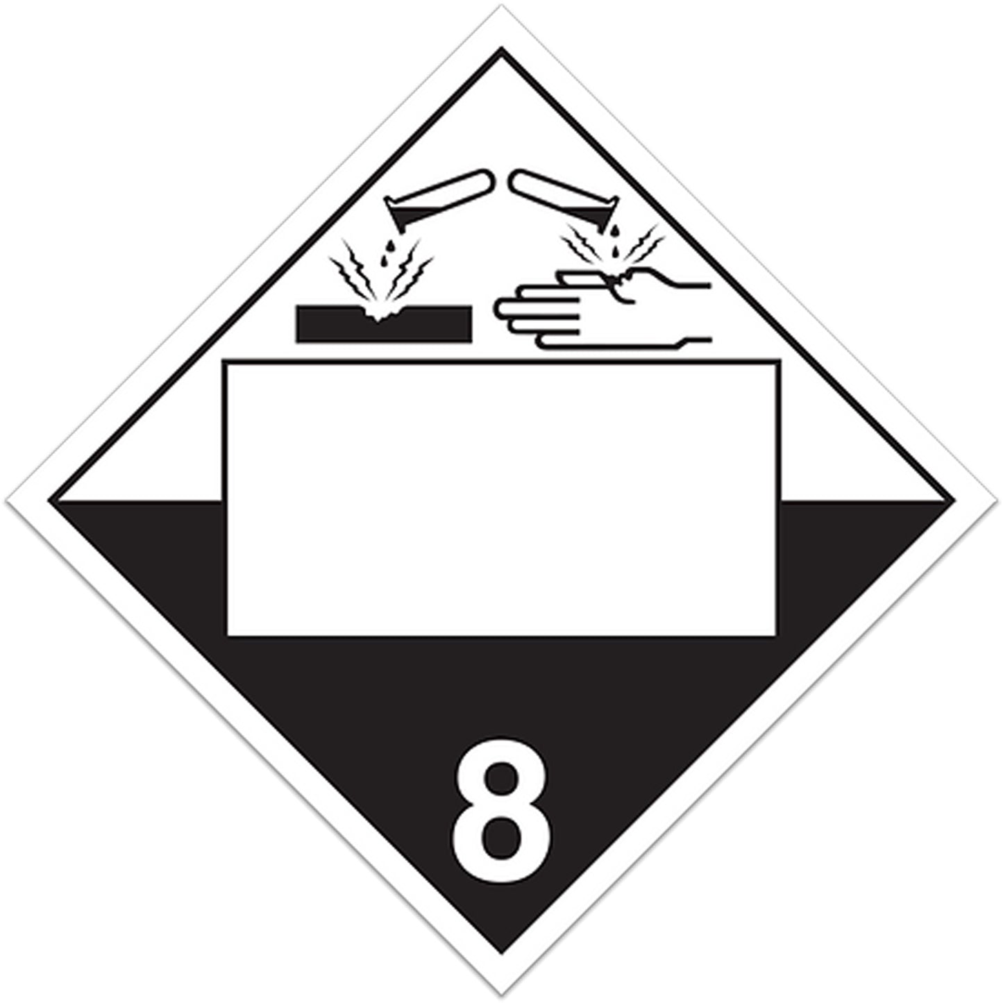 Incom Top Tape & Label Corrosives TDG Placard, Adhesive Vinyl