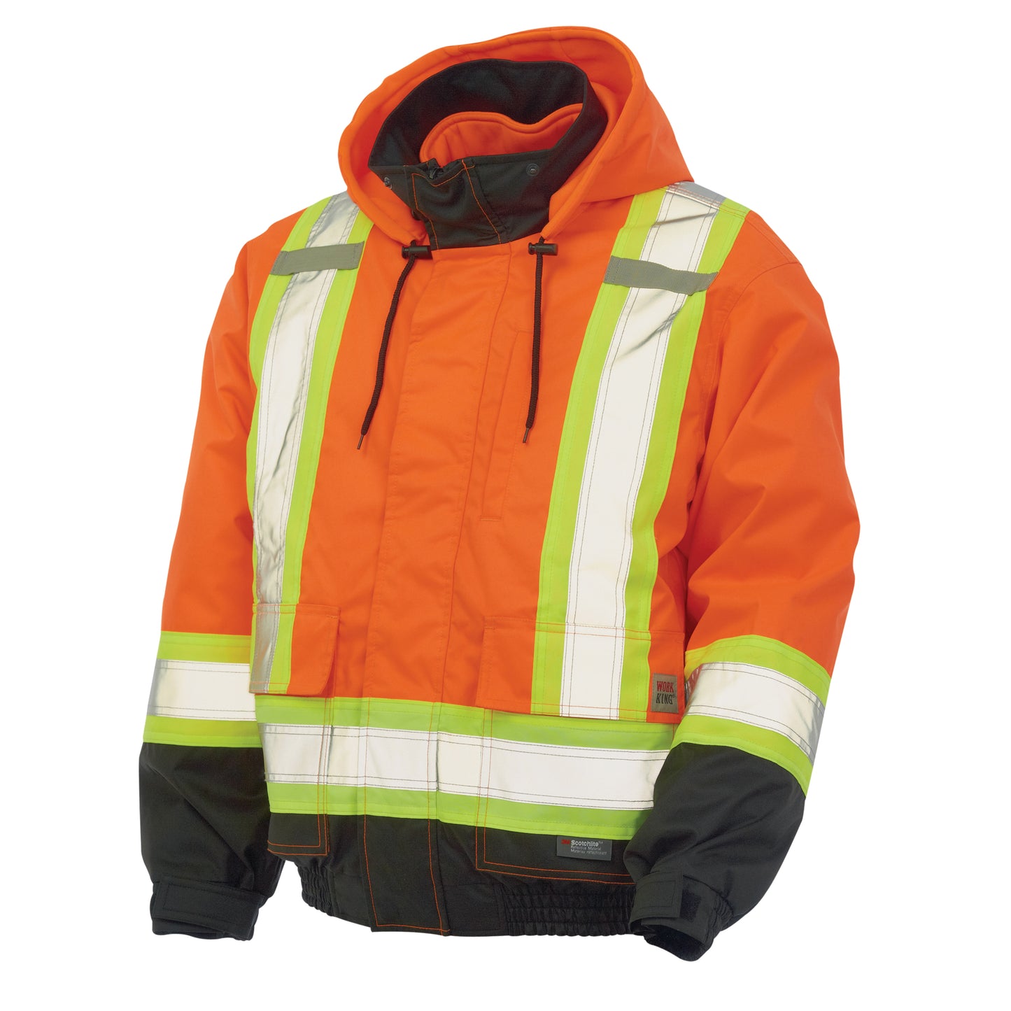 Tough Duck 3-in-1 Safety Bomber Jacket, Polyester/Polyurethane, High Visibility Orange, Large