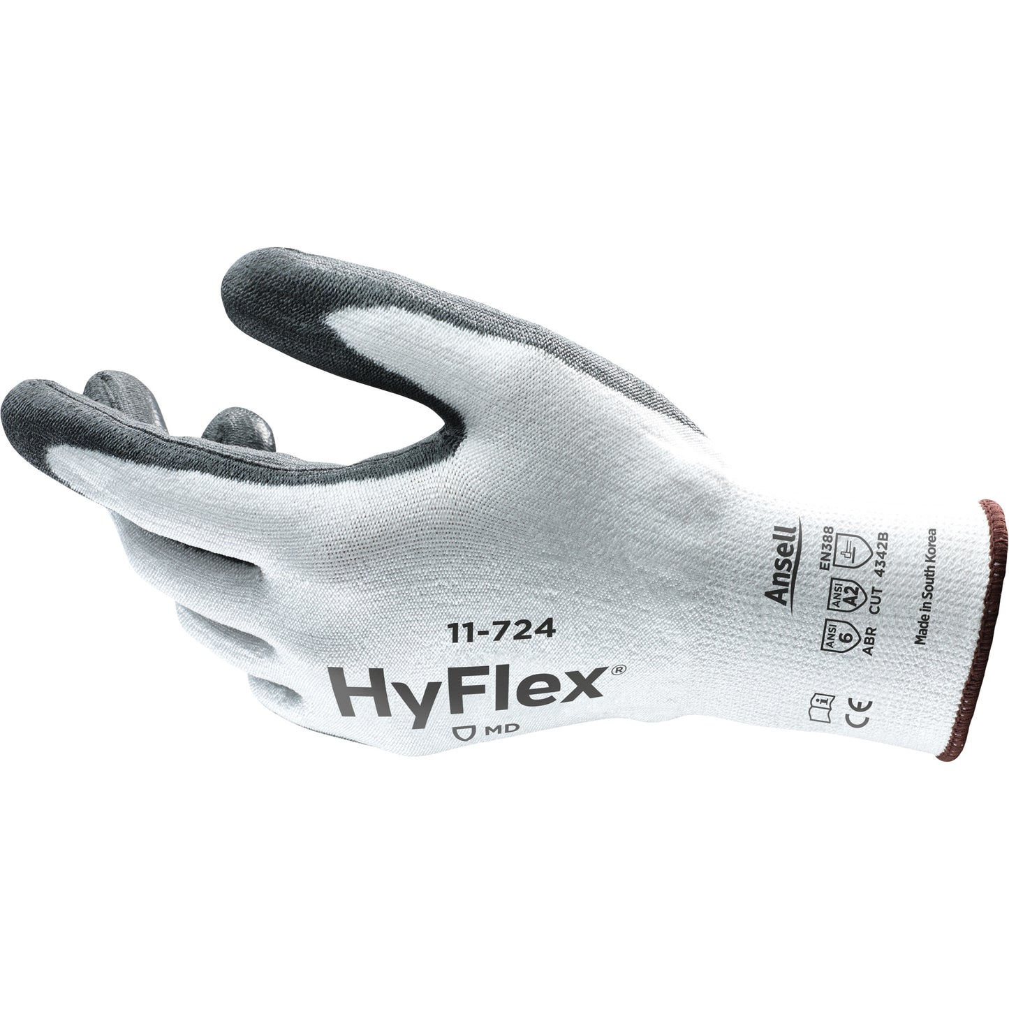 Ansell HyFlex® 11-724 Cut-Resistant Gloves, Size 9, 13 Gauge, Polyurethane Coated, Intercept™ Shell, ASTM ANSI Level A2/EN 388 Level B