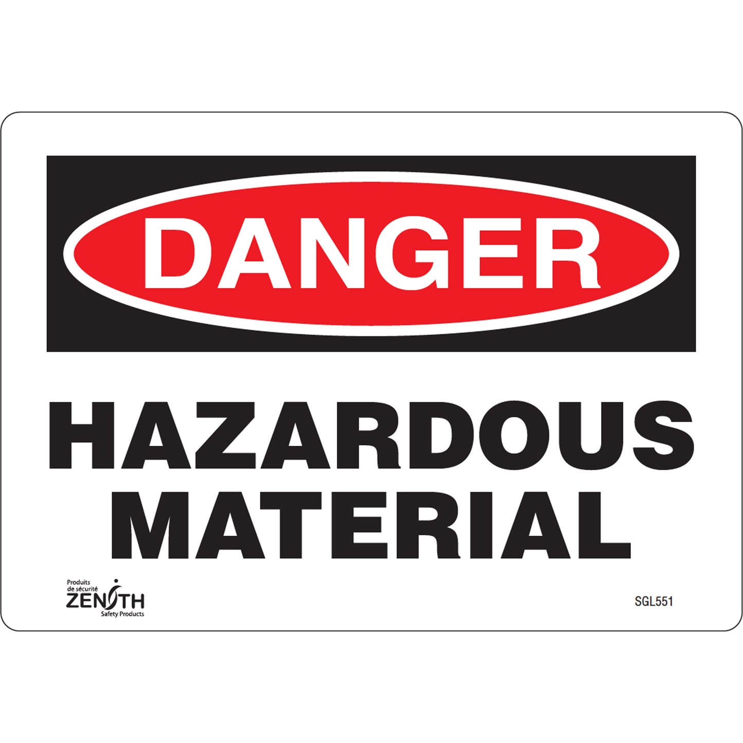 Zenith Safety Products "Hazardous Material" Sign, 7" x 10", Vinyl, English