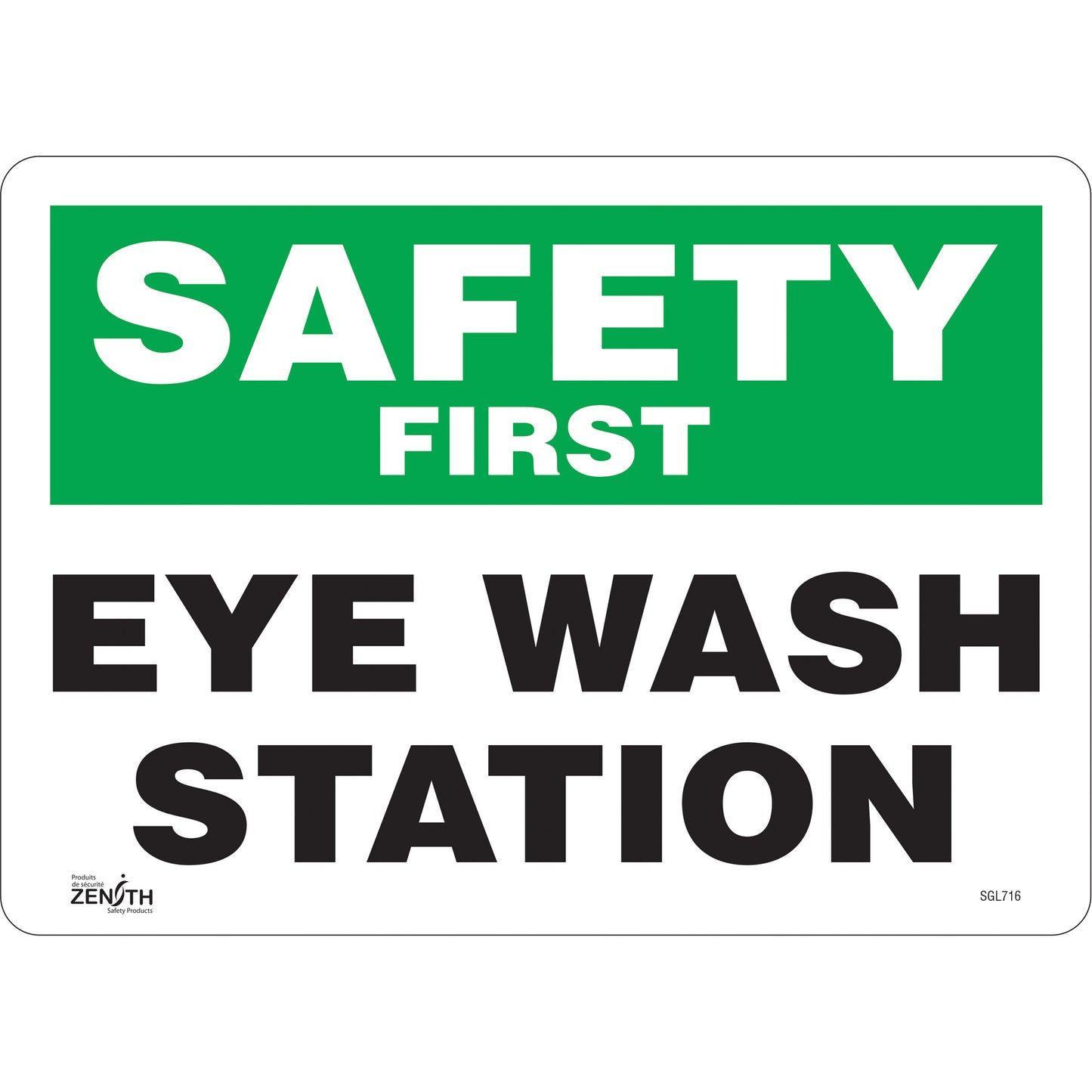 Zenith Safety Products "Eye Wash Station" Sign, 10" x 14", Vinyl, English