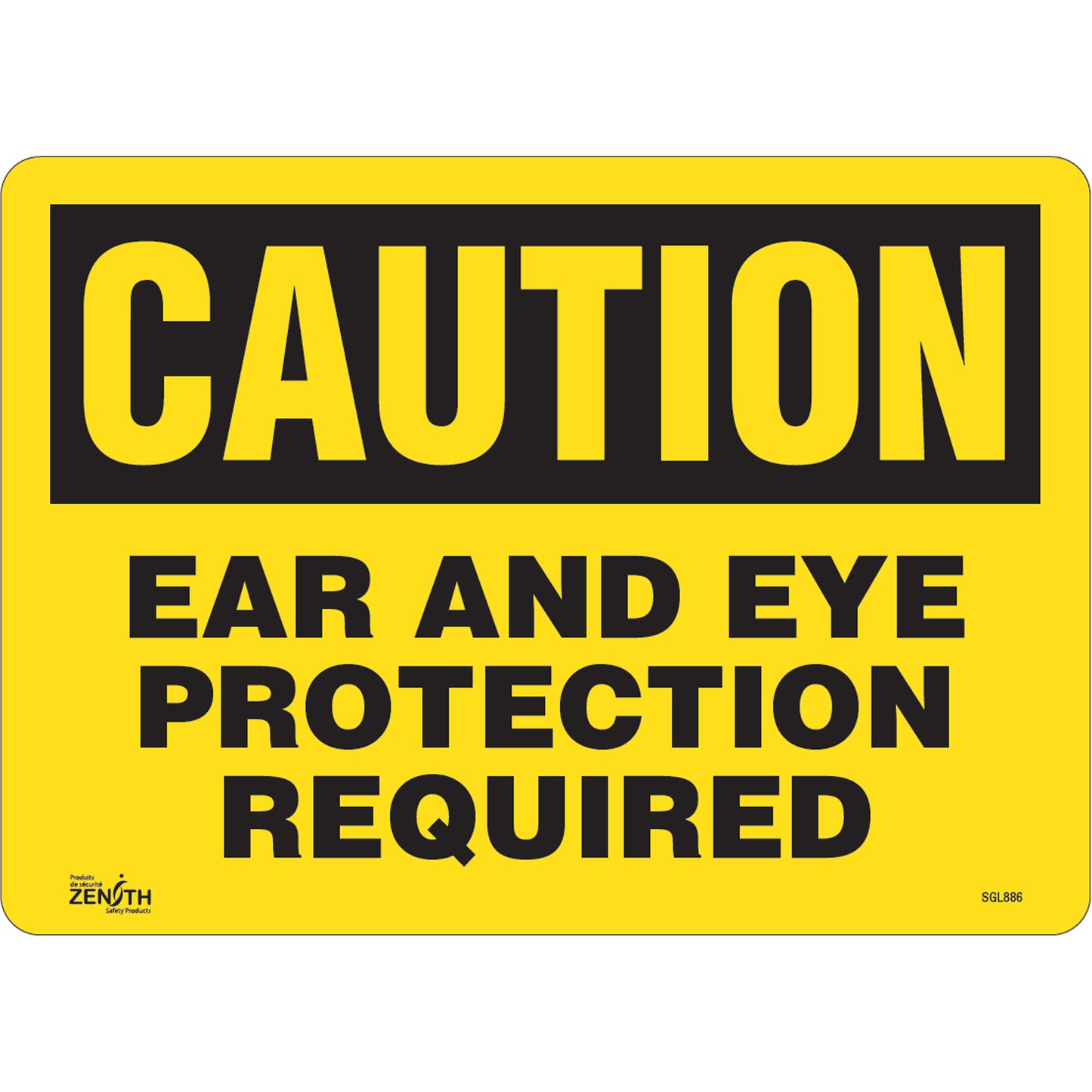 Zenith Safety Products "Ear And Eye Protection" Sign, 10" x 14", Vinyl, English