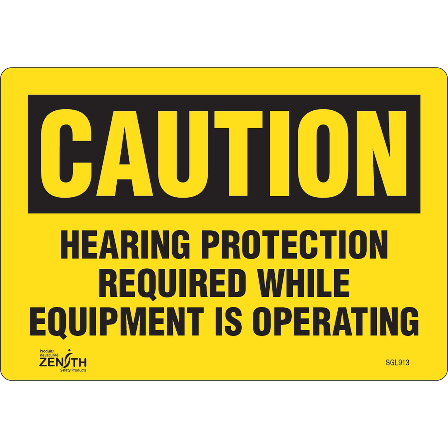 Zenith Safety Products "Hearing Protection Required" Noise Hazard Sign, 7" x 10", Vinyl, English
