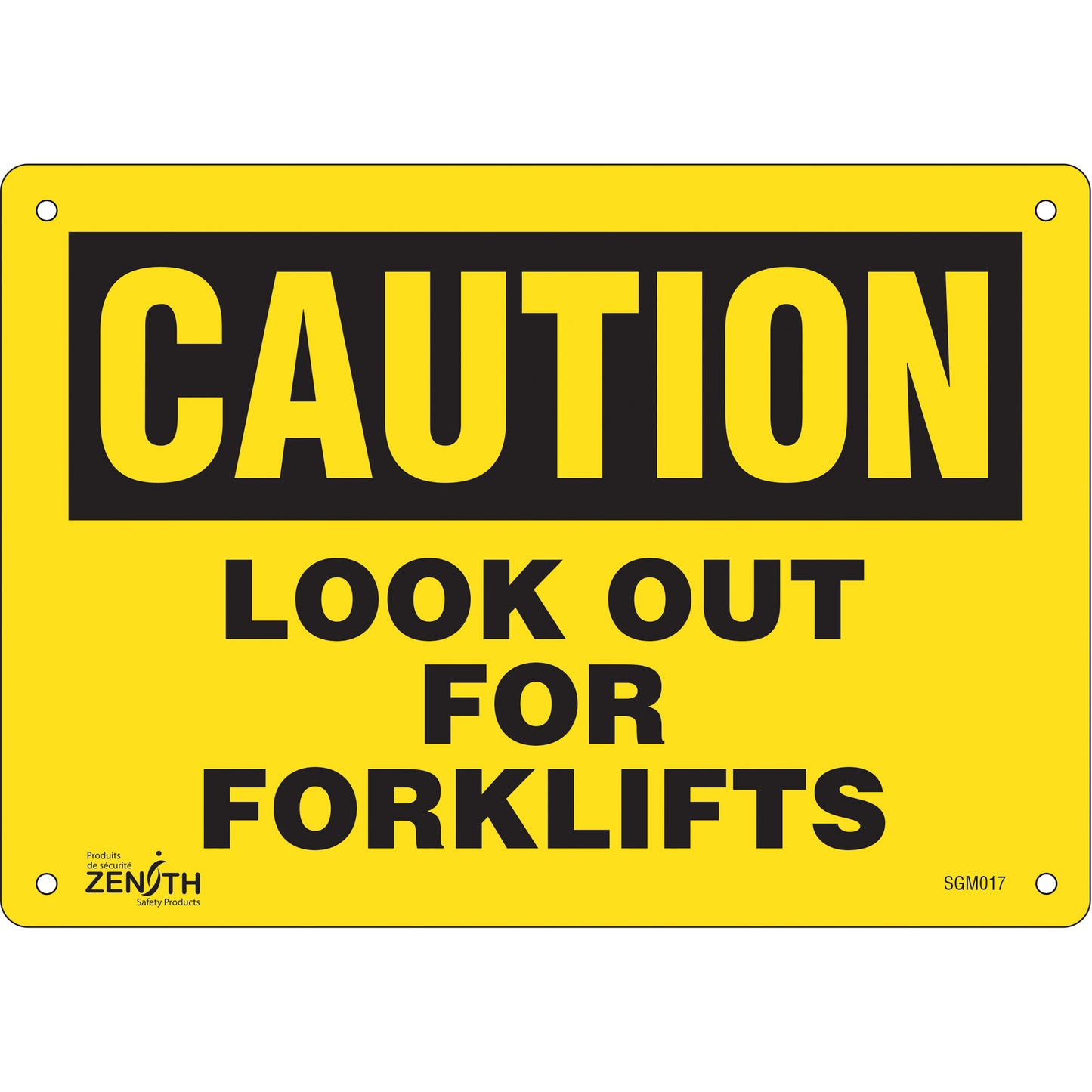 Zenith Safety Products "Look Out For Forklifts" Sign, 7" x 10", Plastic, English