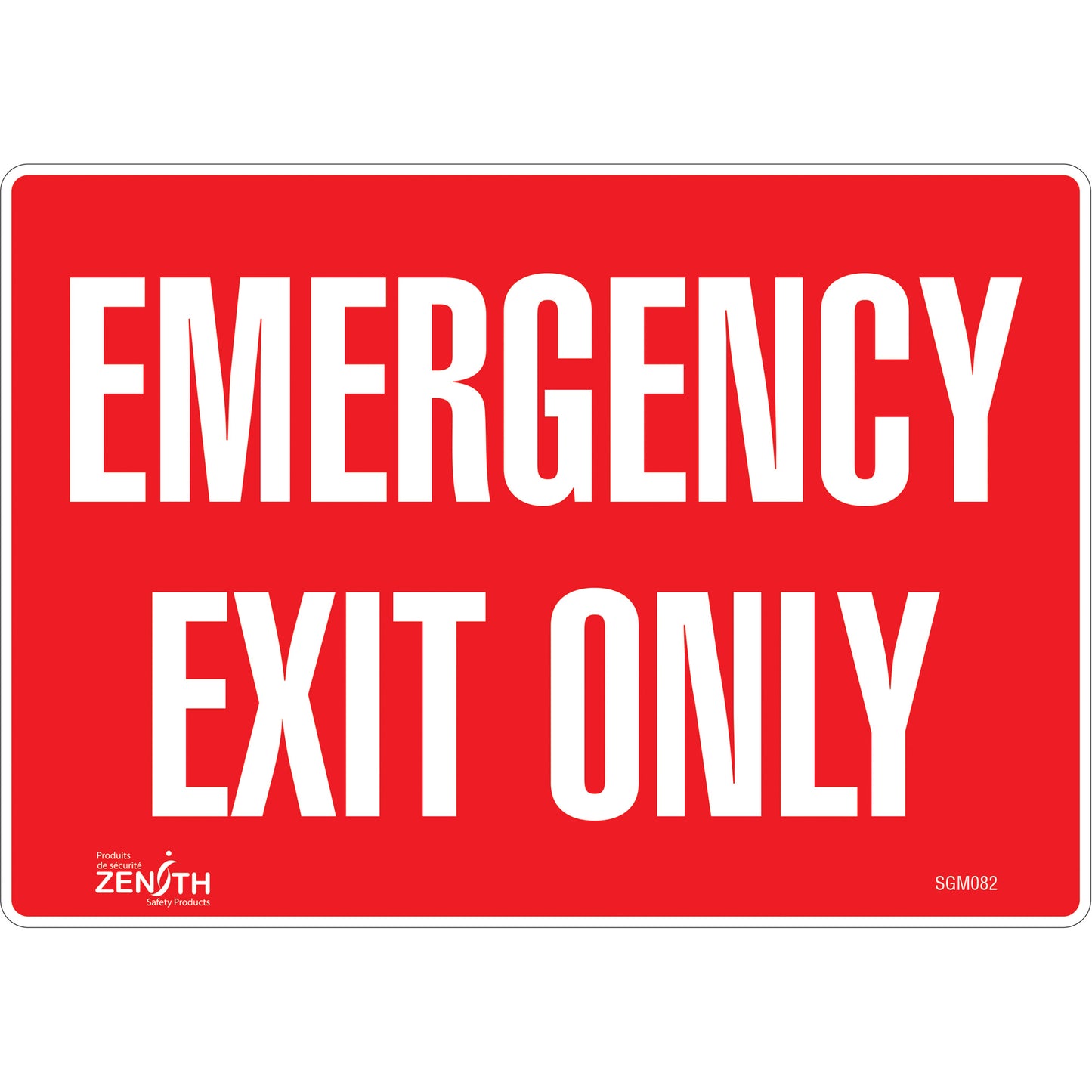 Zenith Safety Products "Emergency Exit Only" Sign, 7" x 10", Vinyl, English