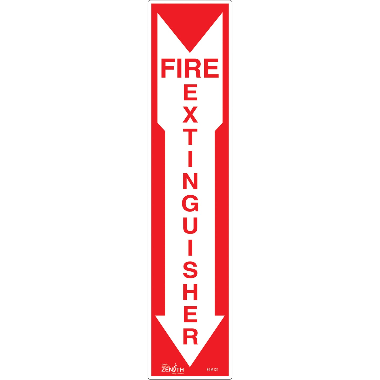 Zenith Safety Products "Fire Extinguisher" Sign, 18" x 4", Vinyl, English with Pictogram
