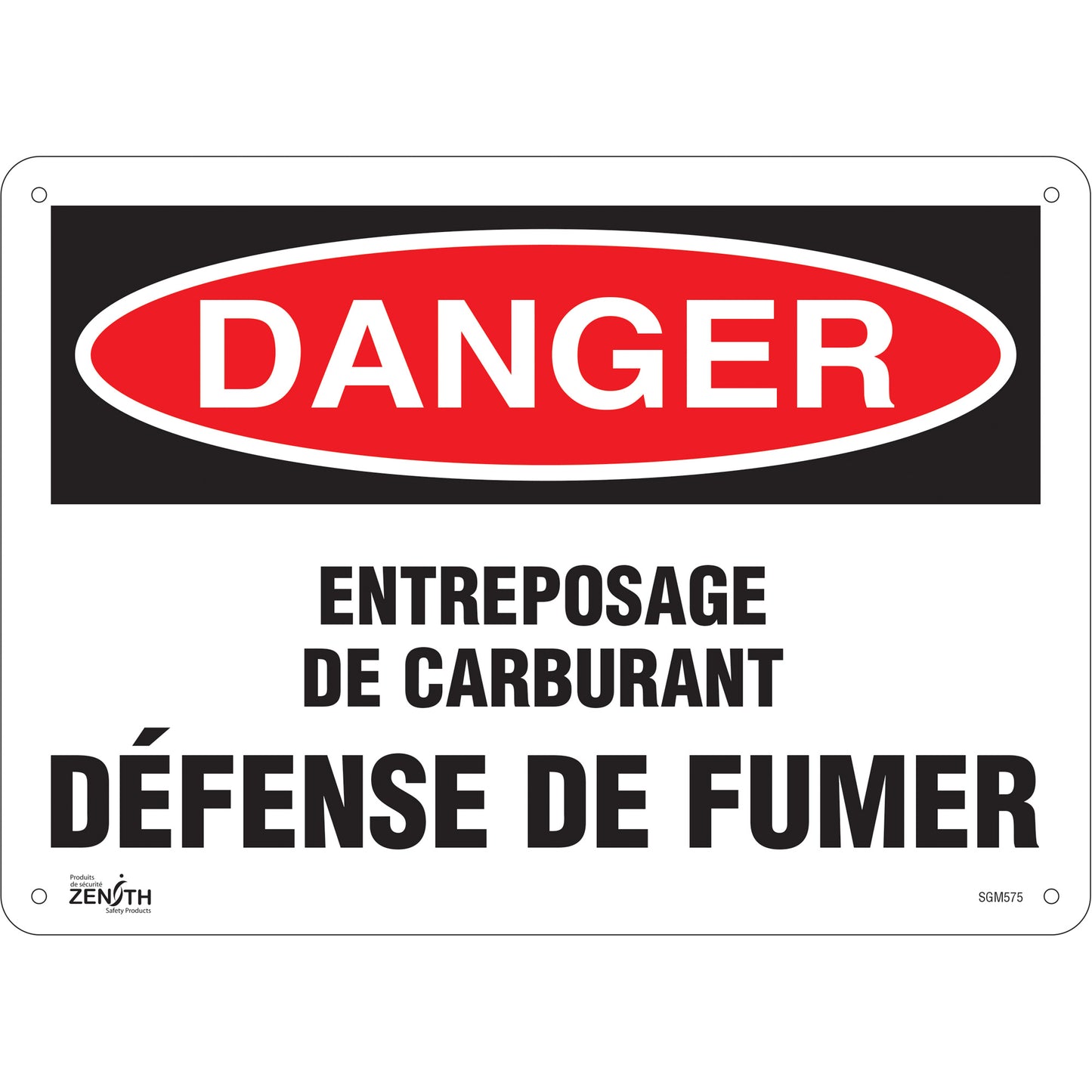 Zenith Safety Products "Défense De Fumer" Sign, 10" x 14", Plastic, French