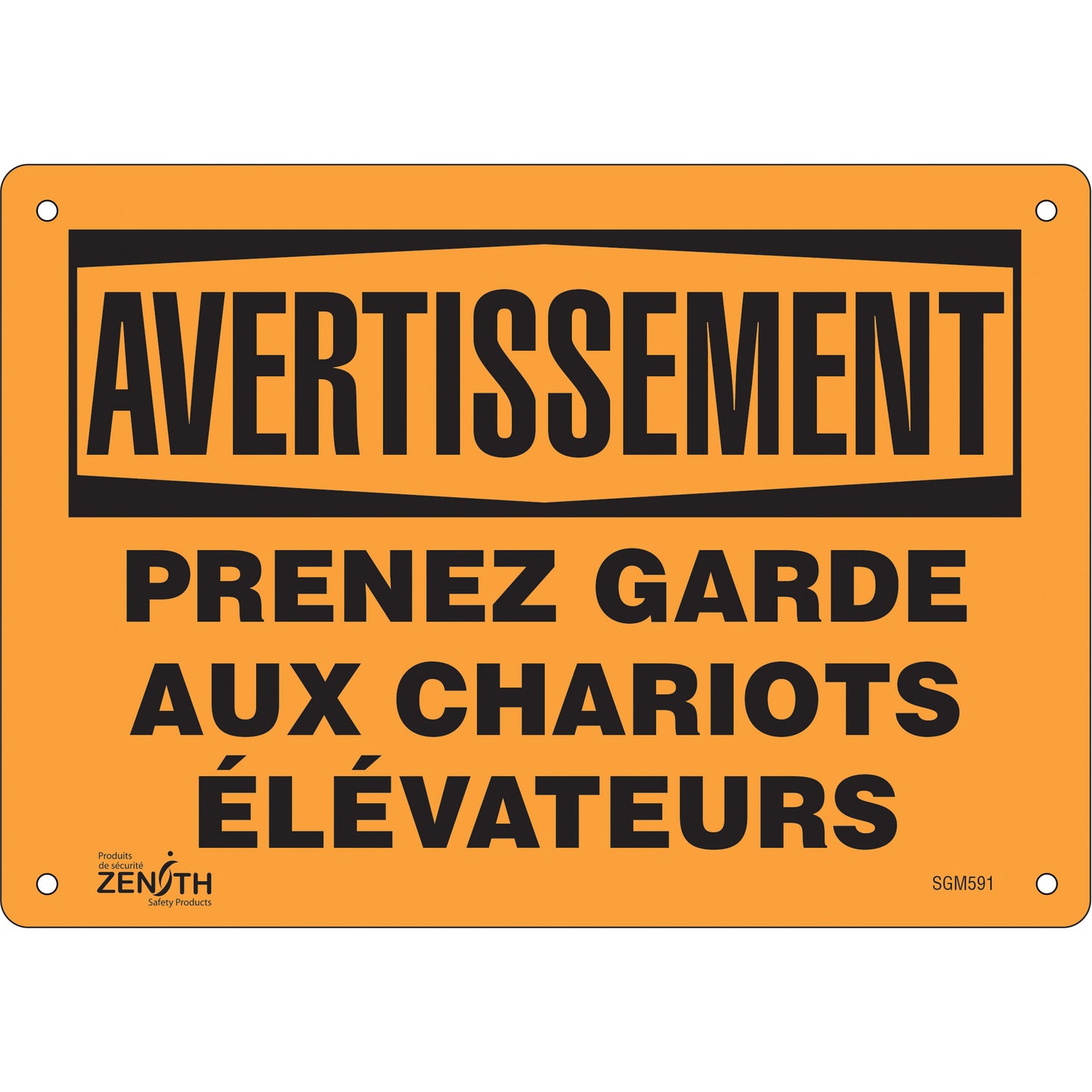 Zenith Safety Products "Prenez Garde" Sign, 7" x 10", Aluminum, French