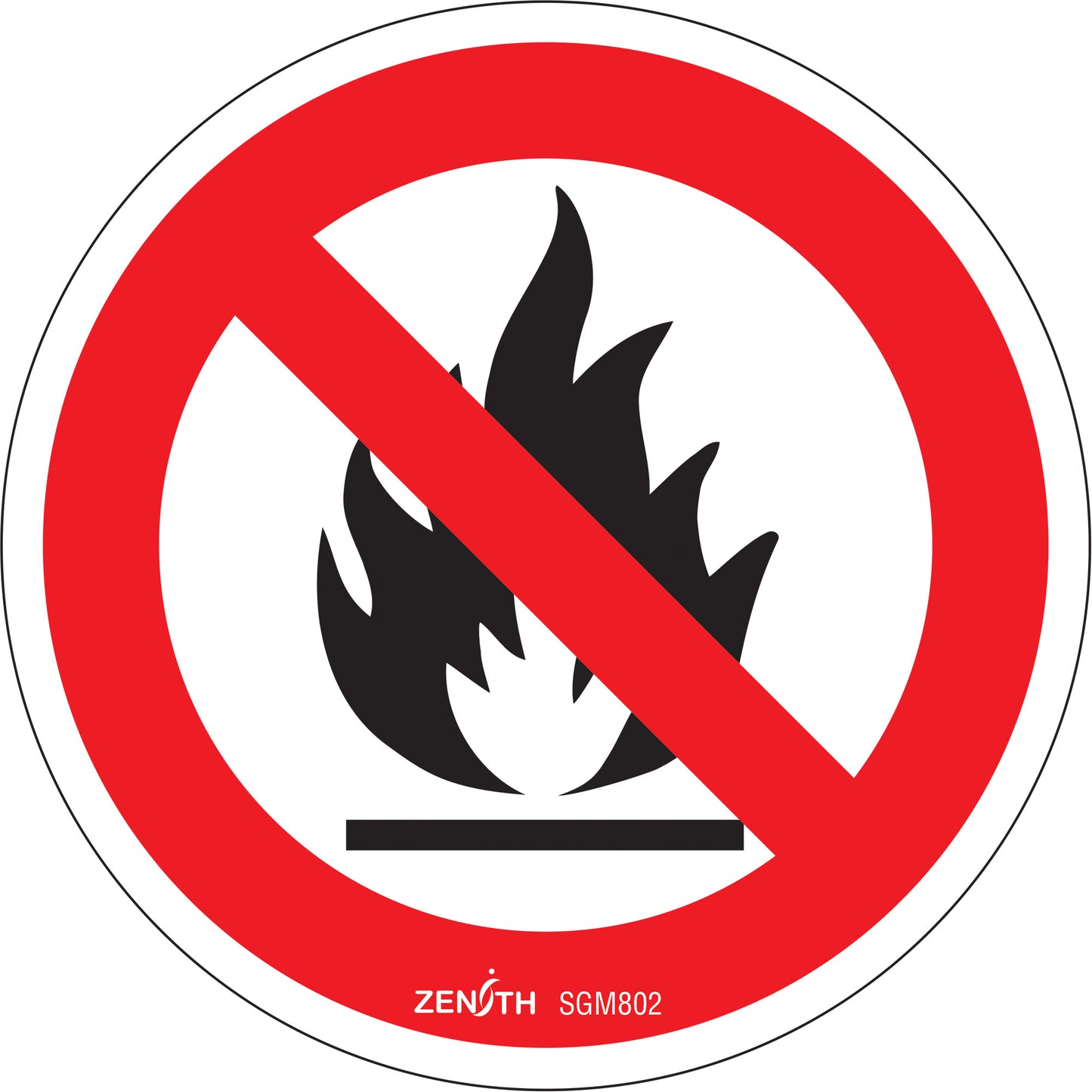 Zenith Safety Products No Open Flames CSA Standard Safety Sign, 6" x 6", Vinyl, Pictogram