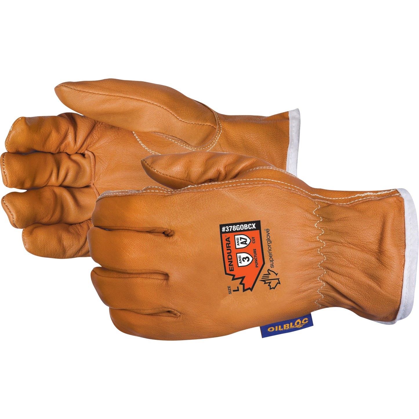 Superior Glove Works Ltd. Endura® High-Cut Driver's Gloves, Medium, Grain Goatskin Palm, Steel/Para-Aramid Inner Lining