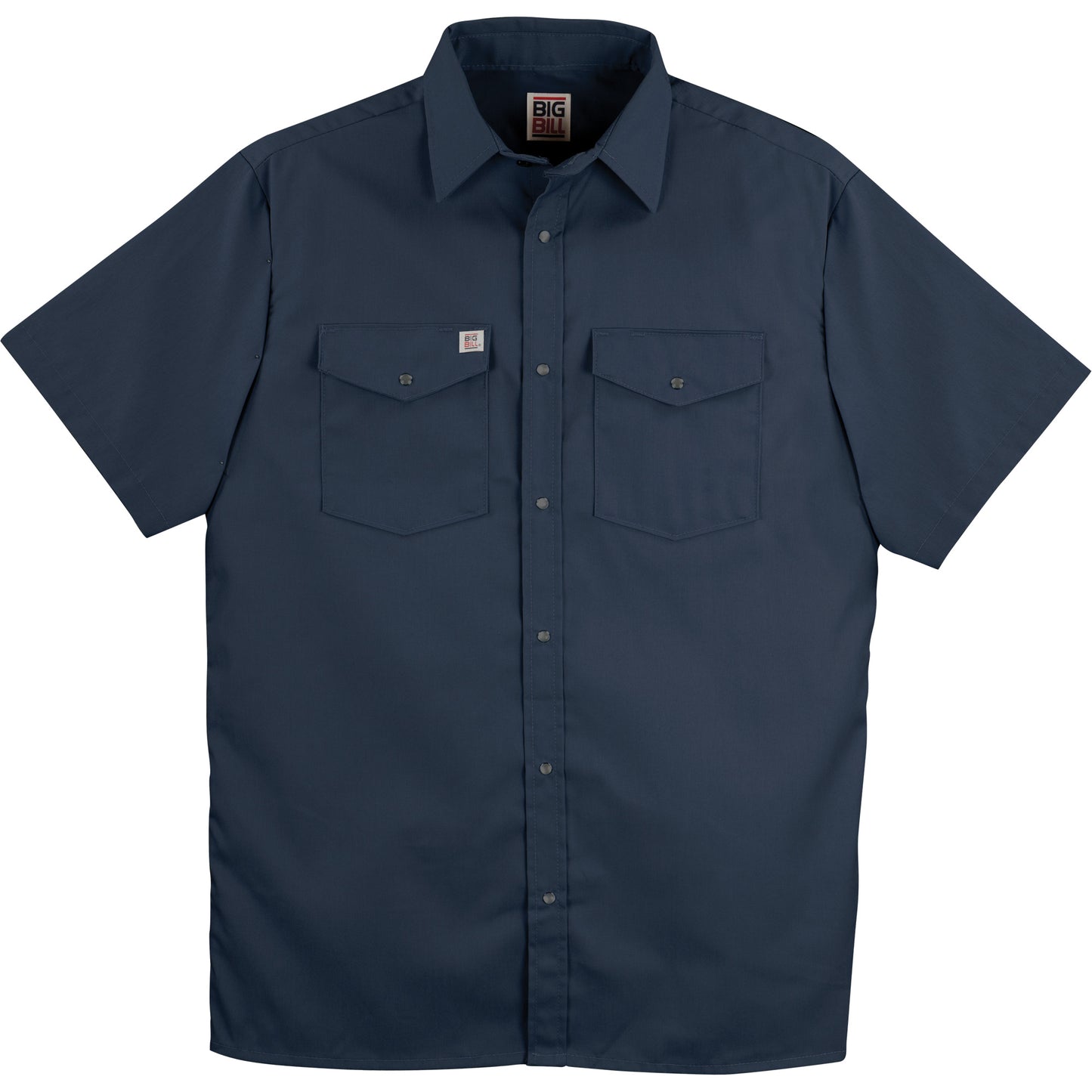 Big Bill Twill Short-Sleeved Work Shirt with Snap, Men's, 5X-Large (Tall), Navy Blue
