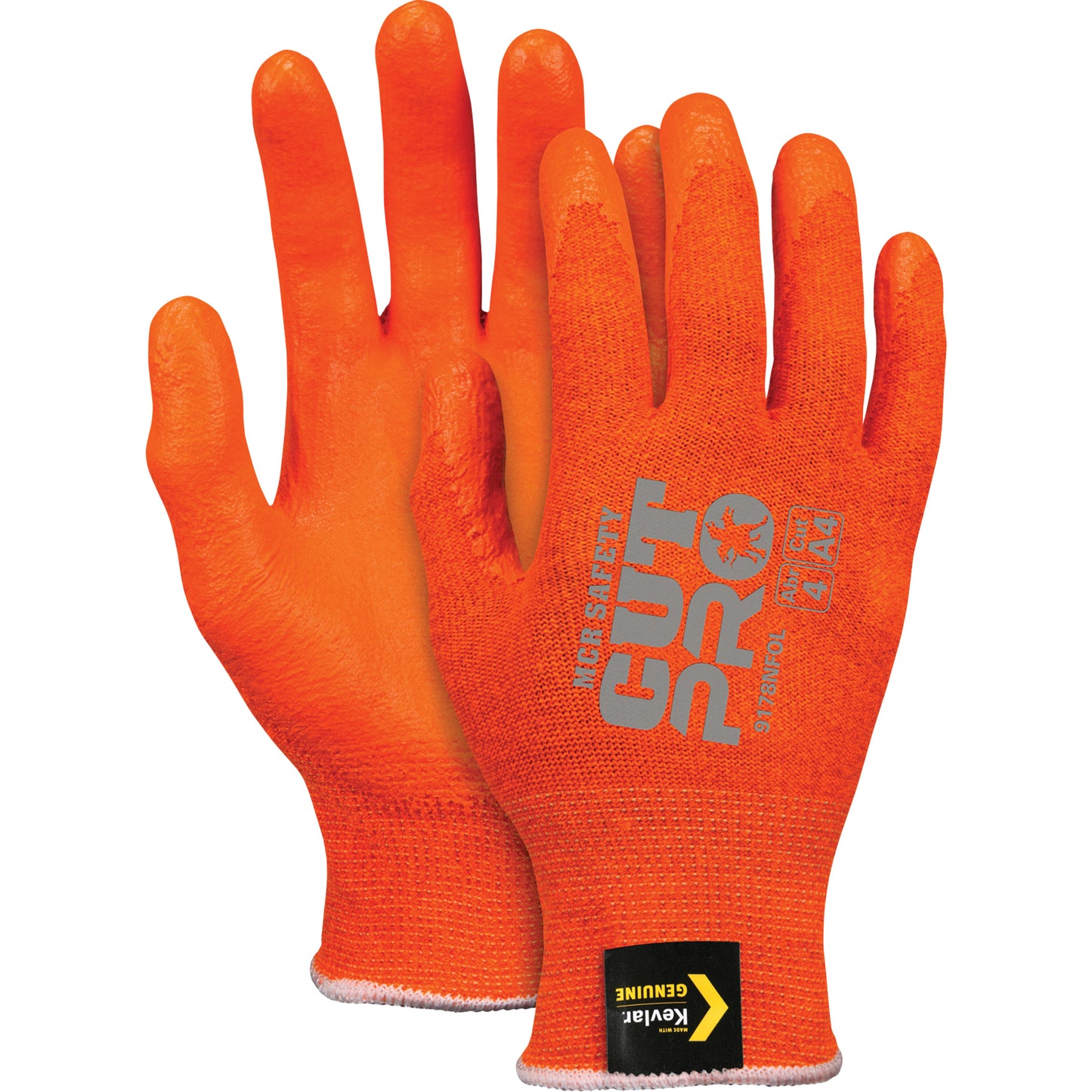 Mcr Safety Cut Resistant Gloves, Size Large, 13 Gauge, Foam Nitrile Coated, Kevlar® Shell, ASTM ANSI Level A4