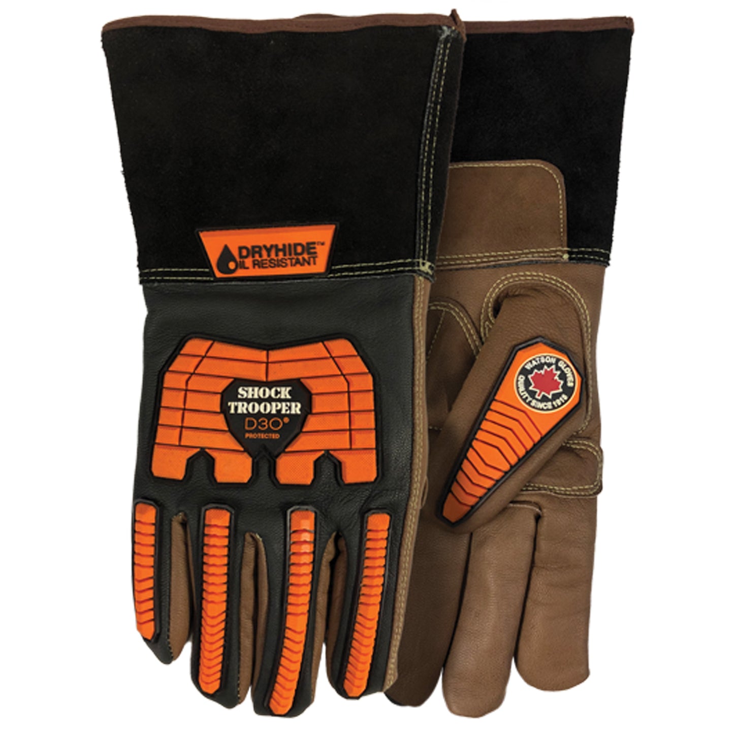 Watson Gloves 5785G Shock Trooper Gloves, Large, Goatskin Palm, Gauntlet Cuff