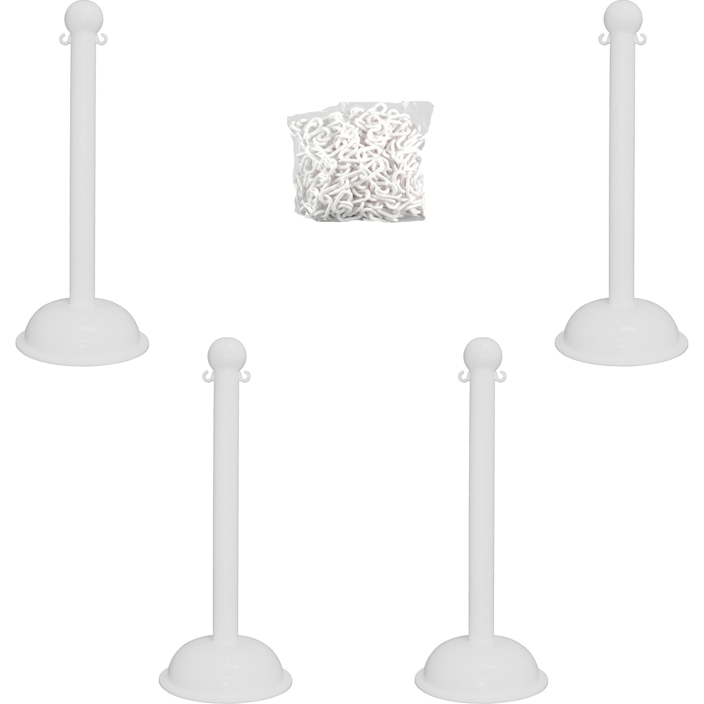 Mr. Chain Heavy-Duty Stanchion & Chain Kit, 41" High, White