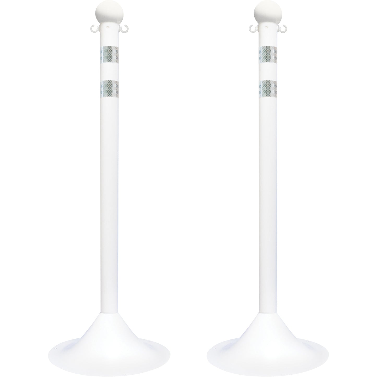 Mr. Chain Light-Duty Reflective Stanchion Set, 41" High, White