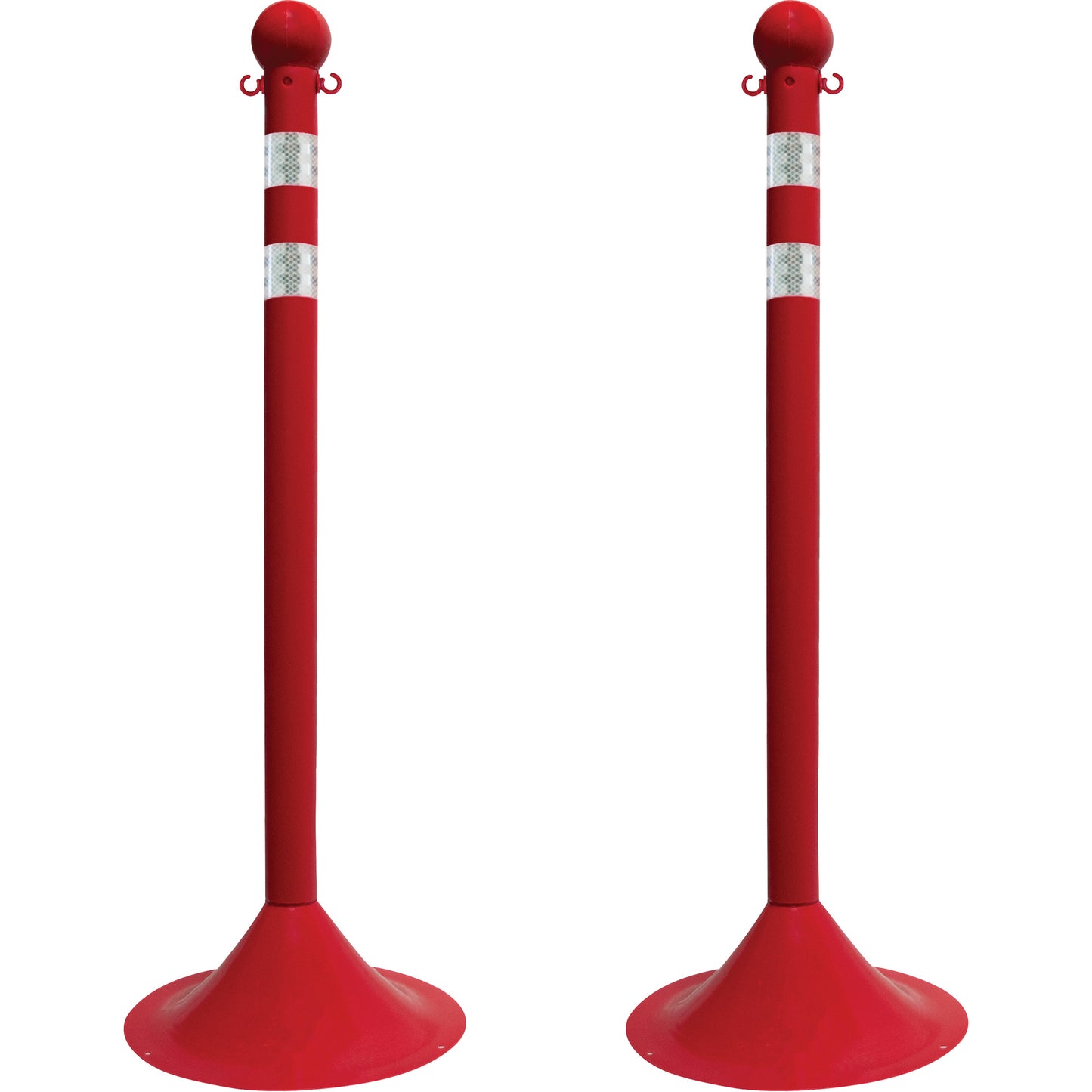 Mr. Chain Light-Duty Reflective Stanchion Set, 41" High, Red