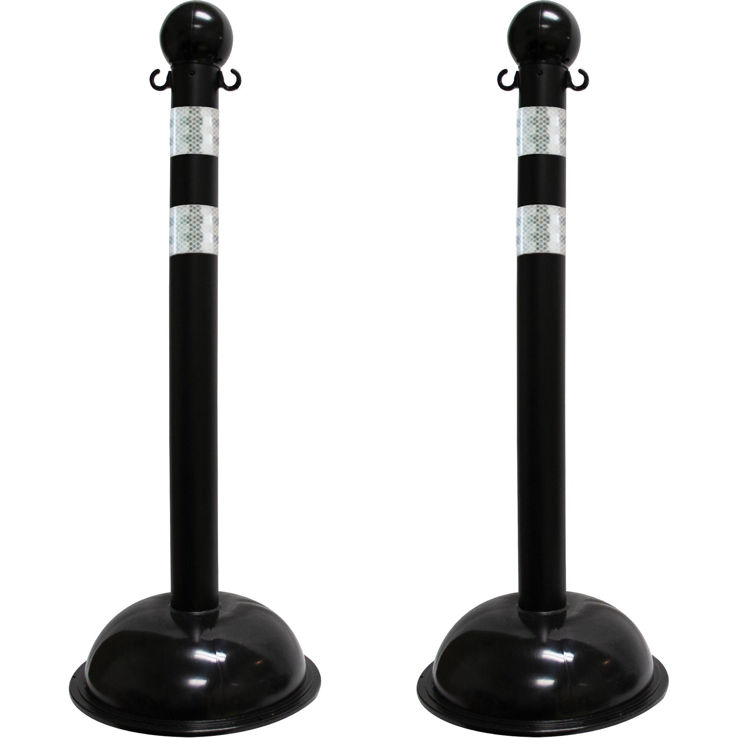 Mr. Chain Heavy-Duty Reflective Stanchion Set, 41" High, Black