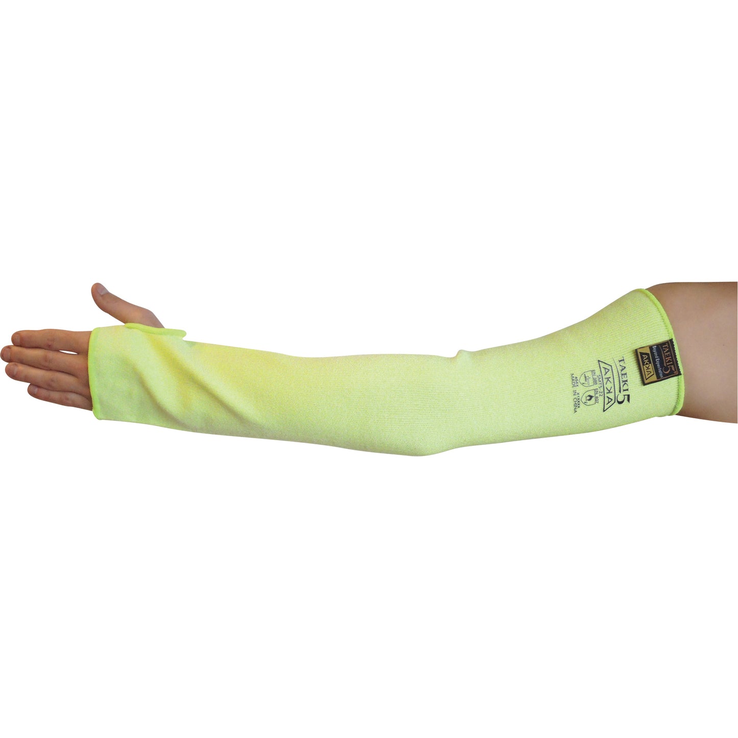 BCL Glove Ltd Cut Resistant Sleeve with Thumbhole, Taeki 5™, 22", ASTM ANSI Level A4/EN 388 Level 5, High Visibility Yellow