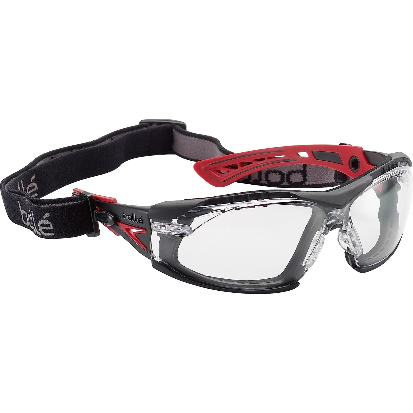 Bollé Safety Rush+ Foam Rimmed Safety Glasses with Strap, Clear Lens, Anti-Fog/Anti-Scratch, Meets/Exceeds CSA Z94.3