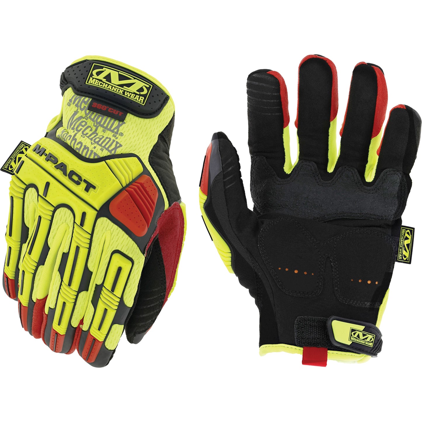 Mechanix Wear Hi-Viz M-Pact® D4-360 Impact Gloves, 11, Synthetic Palm, Hook & Loop Cuff