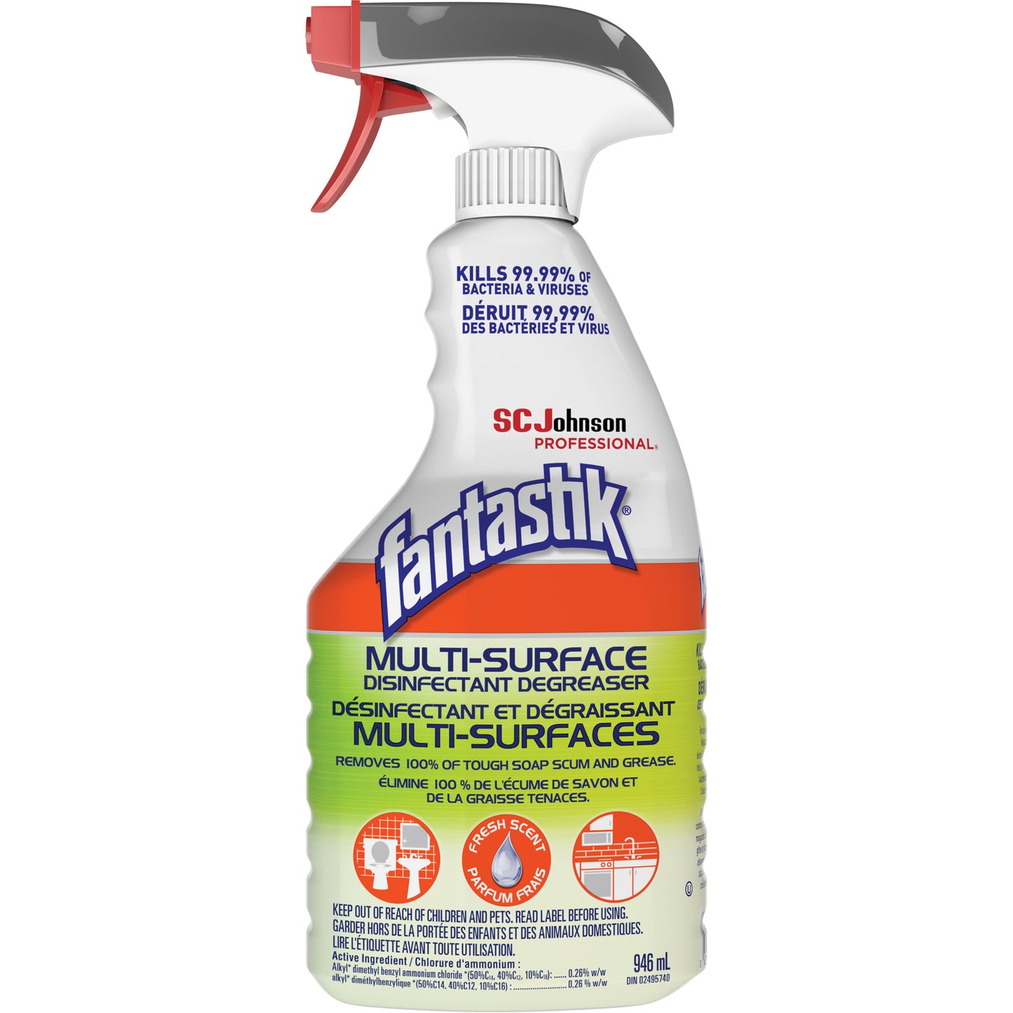 Fantastik® Professional Multi-Surface Disinfectant & Degreaser, 946 ml, Trigger Bottle