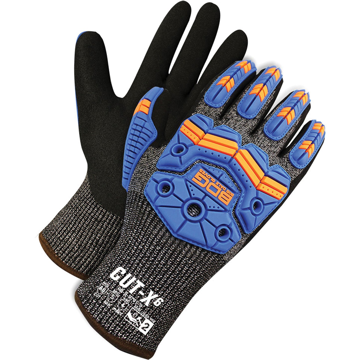 Bob Dale Gloves Cut-X™ Cut & Impact Resistant Gloves, Size 8, Nitrile Coated, HPPE Shell, ASTM ANSI Level A6