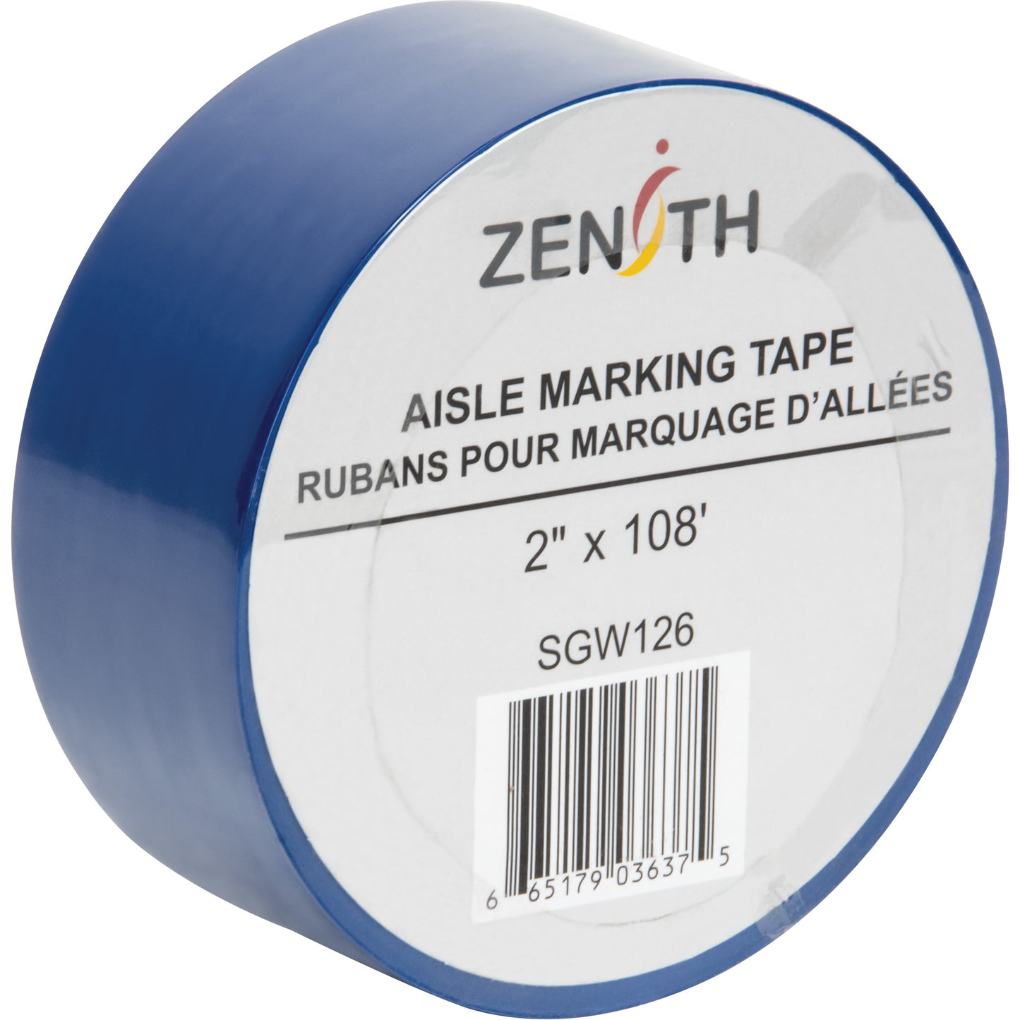 Zenith Safety Products Aisle Marking Tape, 2" x 108', PVC, Blue