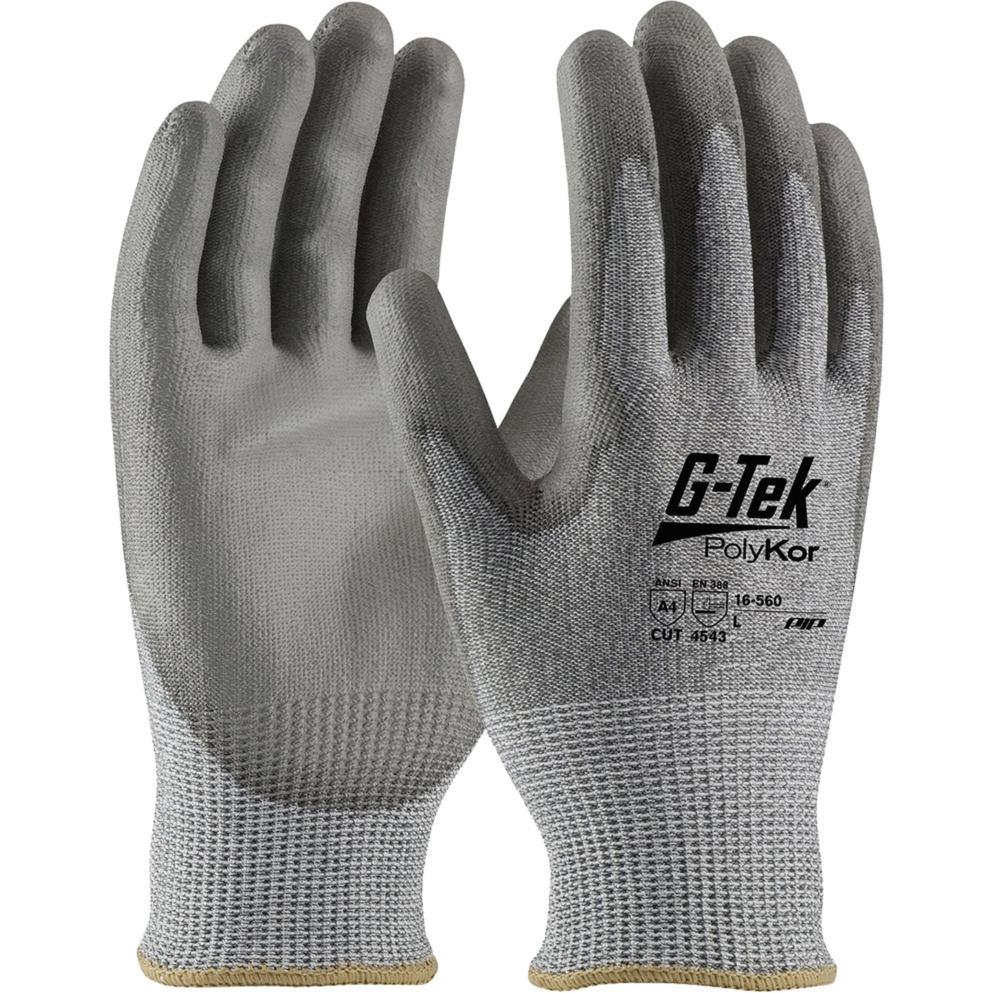 Protective Industrial Products G-Tek® PolyKor® Cut Resistant Gloves, Size X-Large, 13 Gauge, Polyurethane Coated, Polyethylene Shell, ASTM ANSI Level A4/EN 388 Level 5/EN 388 Level D