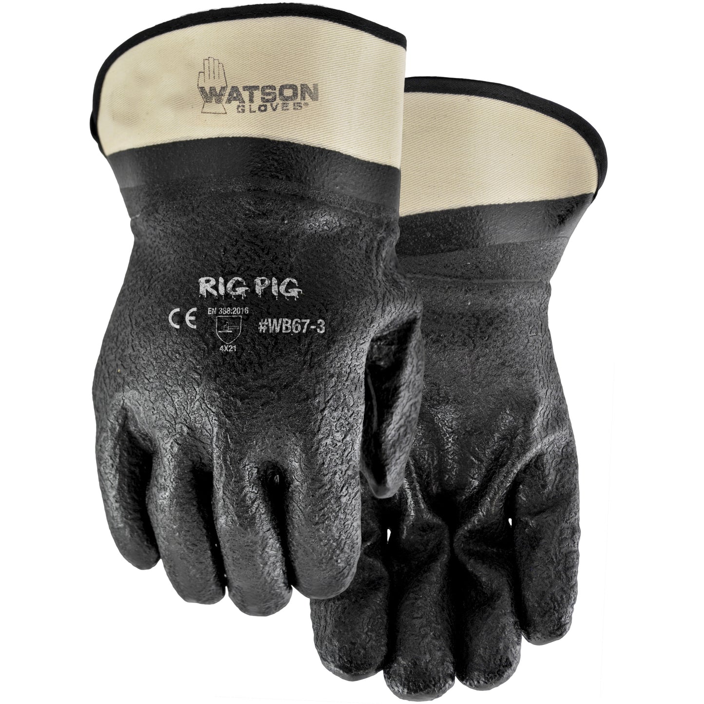 Watson Gloves Rig Pig Gloves, One Size, PVC/Nitrile Coating, Jersey Shell