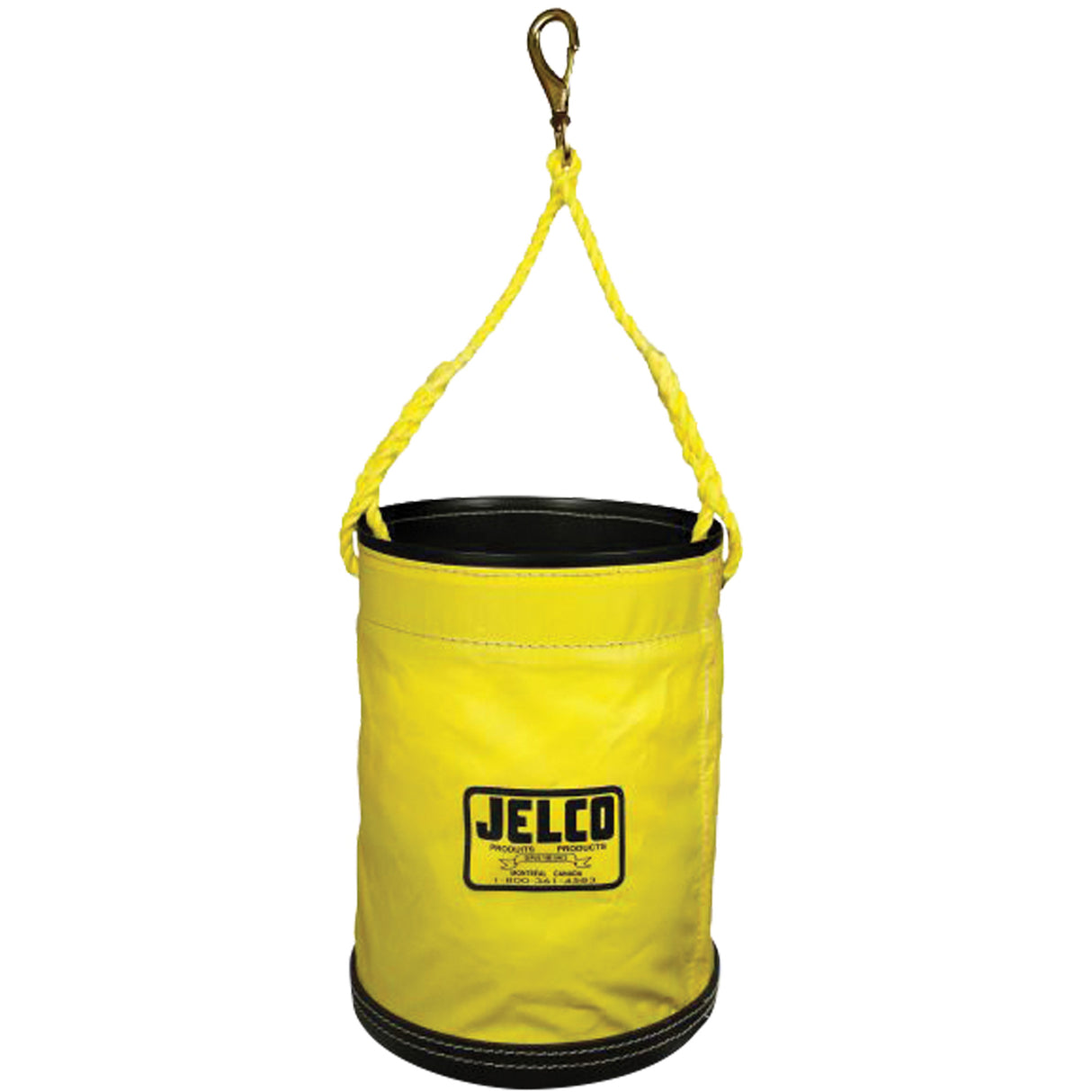 Vinyl Coated Collapsible Bucket, 11" L x 11" W x 16" H, Nylon, Black/Yellow